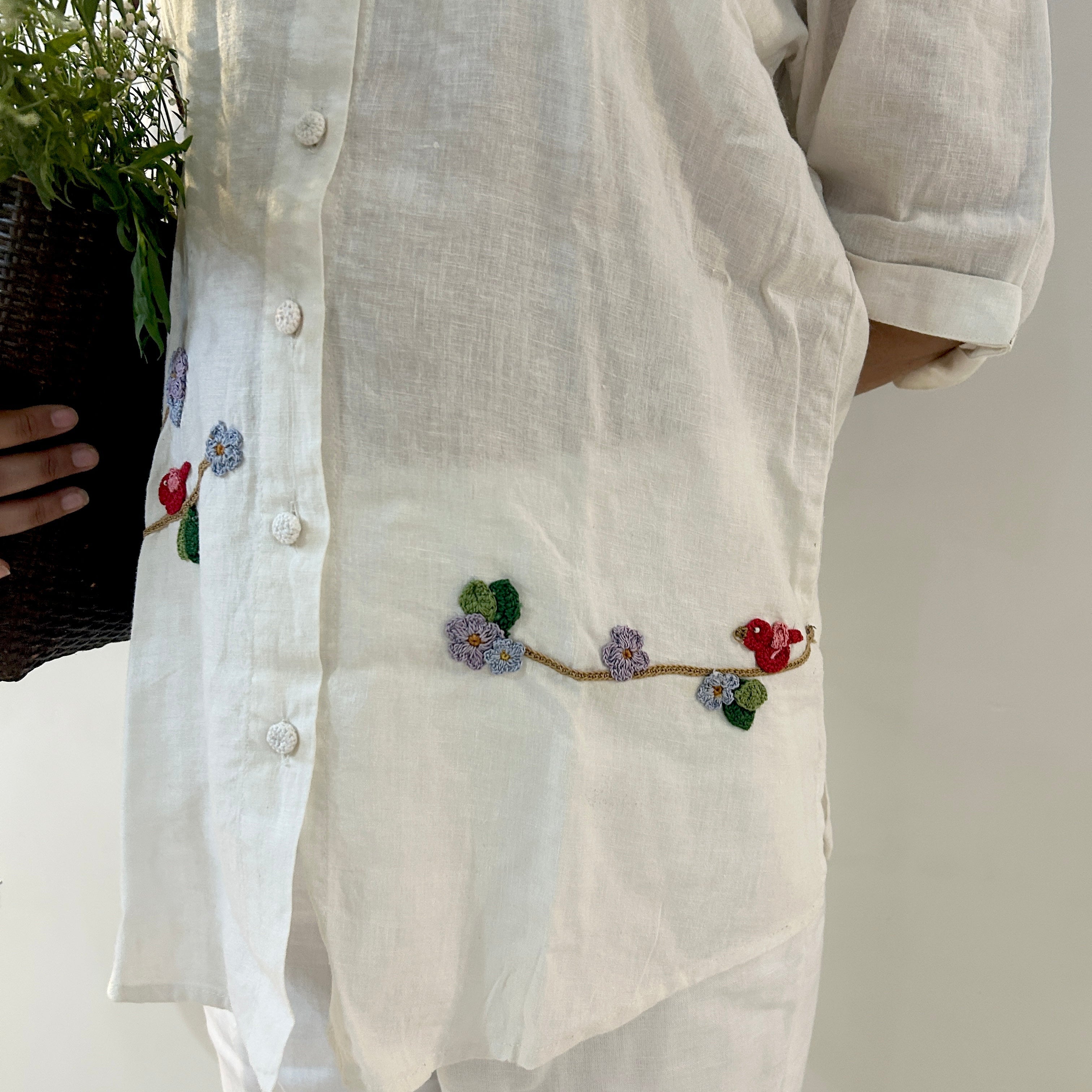 White Serene Stich Linen Shirt & Trouser Set by Ikriit'm with Linen at Kamakhyaa for sustainable fashion