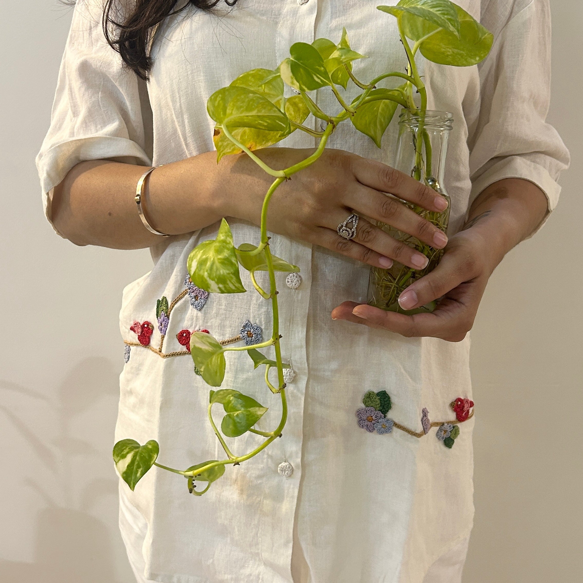 White Serene Stich Linen Shirt by Ikriit'm with Linen at Kamakhyaa for sustainable fashion
