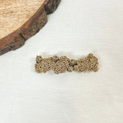 Golden Crochet Hair Clip by Ikriit'm with Cotton yarn, Crochet, Free Size, Golden, Hair Clip, Ikriit'm, Made from Natural Materials, Stainless Steel, Women Led Designer at Kamakhyaa for sustainable fashion