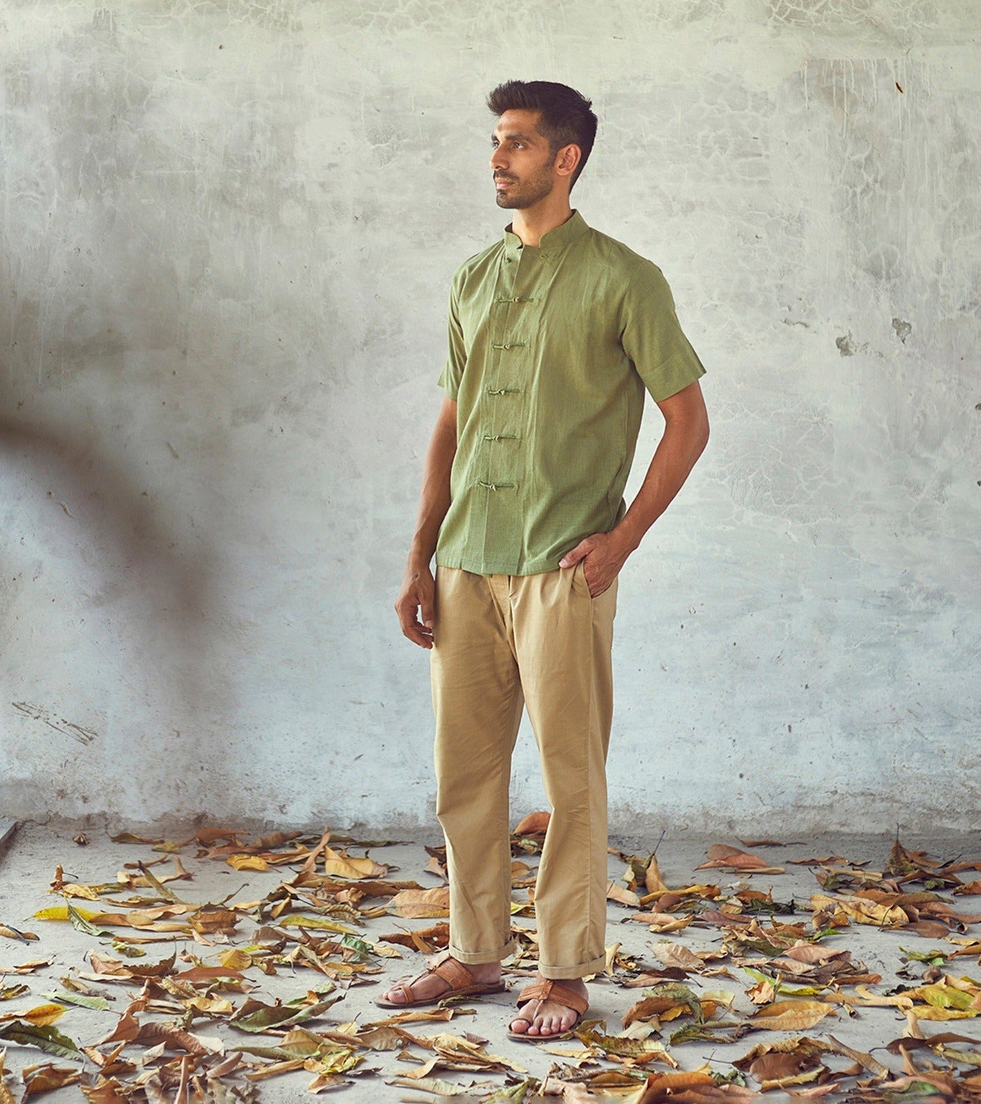 Green Cotton Mens Shirt by Khara Kapas with Casual Wear, Cotton, For Anniversary, For Him, Green, Natural, New, Regular Fit, Shirts, Solid Selfmade, Solids, Tops at Kamakhyaa for sustainable fashion