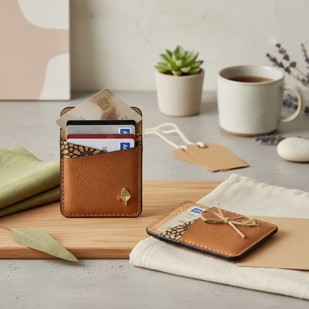 Theo Vegan Leather Cardholder - Tawny Brown by Green Hermitage with Accents & Accessories, Corporate Products & Travel Accessories by Green Hermitage at Kamakhyaa for sustainable fashion