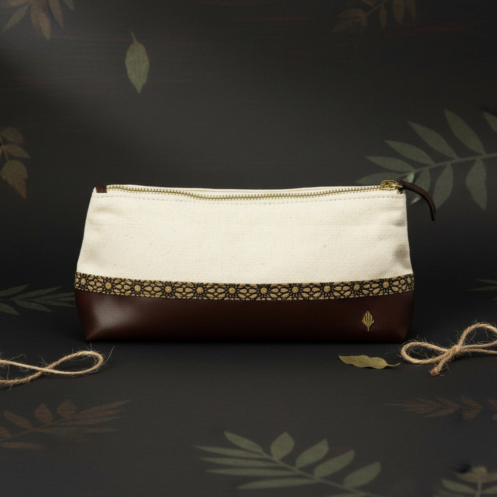 Travel Utility Kit - Off white, Cork & Maroon by Green Hermitage with Accents & Accessories, Corporate Products & Travel Accessories by Green Hermitage at Kamakhyaa for sustainable fashion