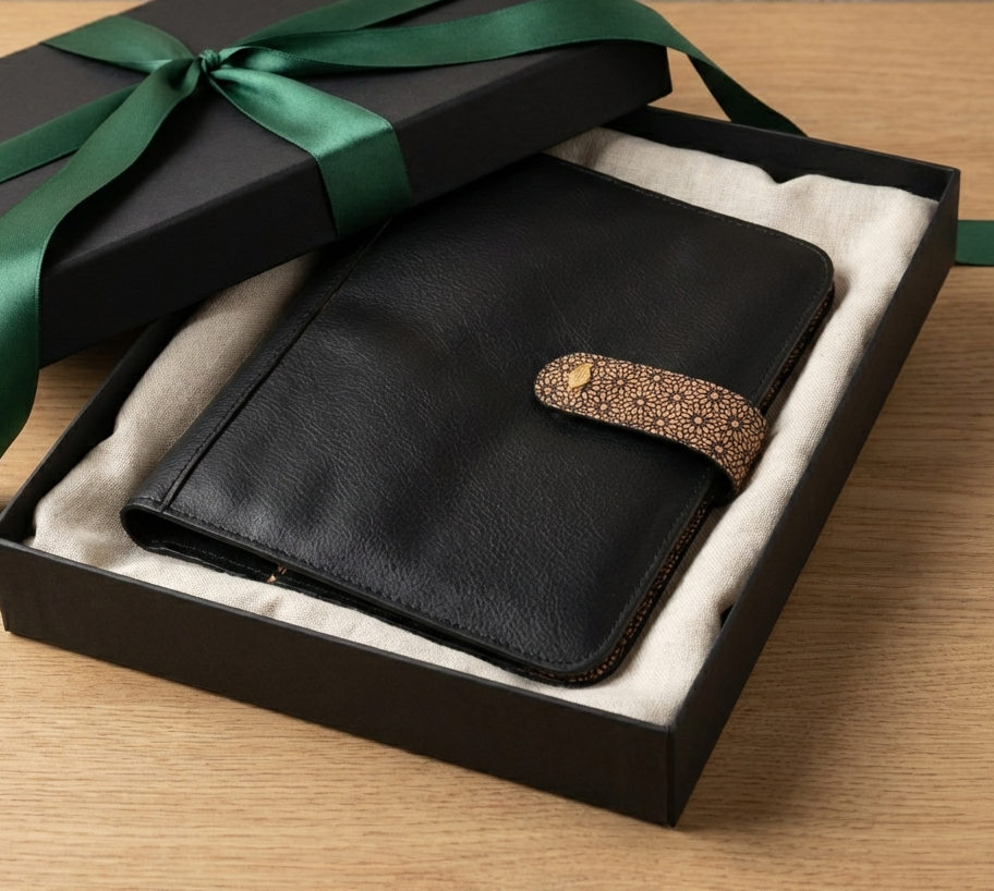 Vegan Leather Diary & Pen Set - Black by Green Hermitage with Accents & Accessories, Corporate Products & Travel Accessories by Green Hermitage at Kamakhyaa for sustainable fashion