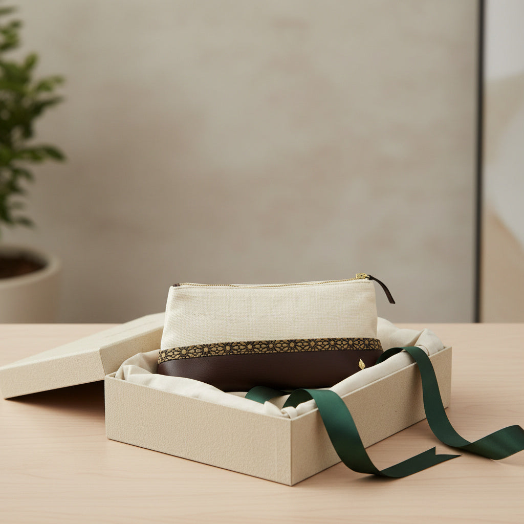 Travel Utility Kit - Off white, Cork & Maroon by Green Hermitage with Accents & Accessories, Corporate Products & Travel Accessories by Green Hermitage at Kamakhyaa for sustainable fashion