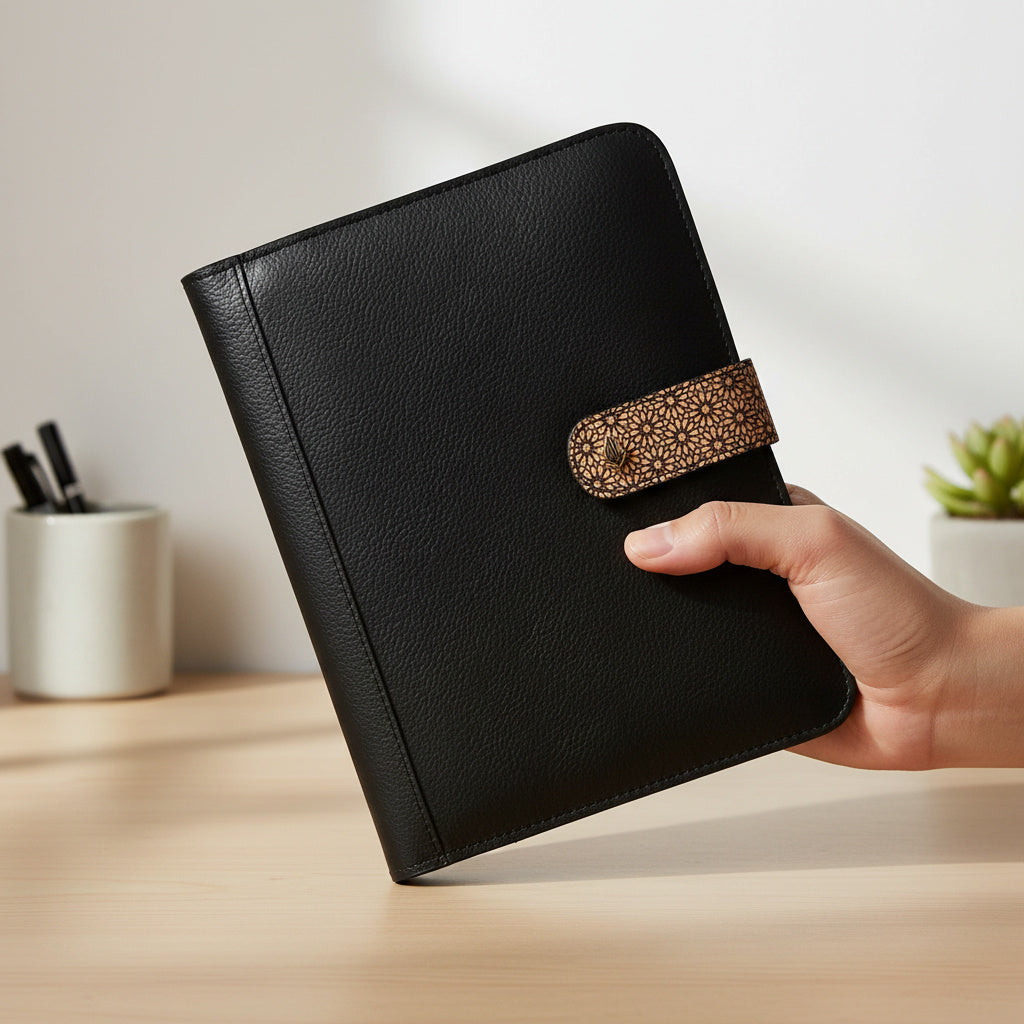 Vegan Leather Diary & Pen Set - Black by Green Hermitage with Accents & Accessories, Corporate Products & Travel Accessories by Green Hermitage at Kamakhyaa for sustainable fashion