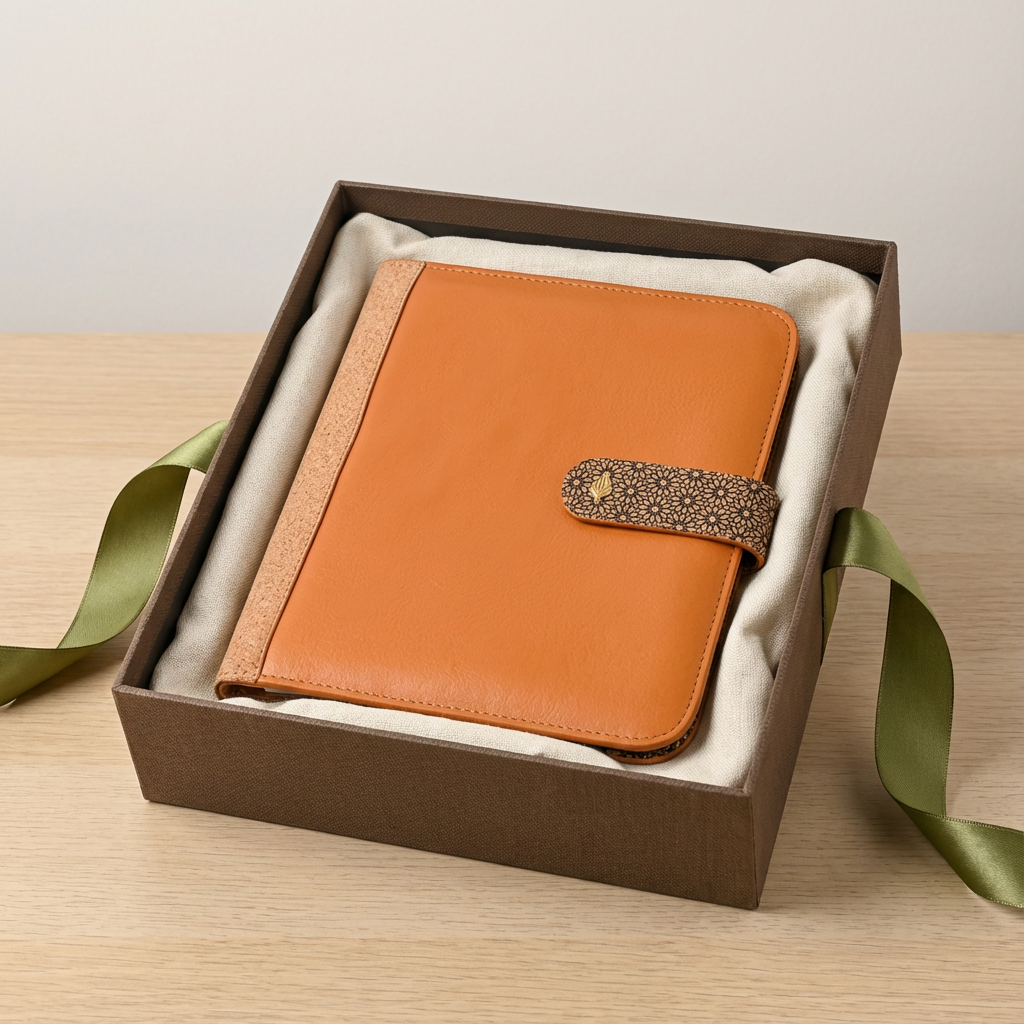 Vegan Leather Diary & Pen Set - Tan by Green Hermitage with Accents & Accessories, Corporate Products & Travel Accessories by Green Hermitage at Kamakhyaa for sustainable fashion