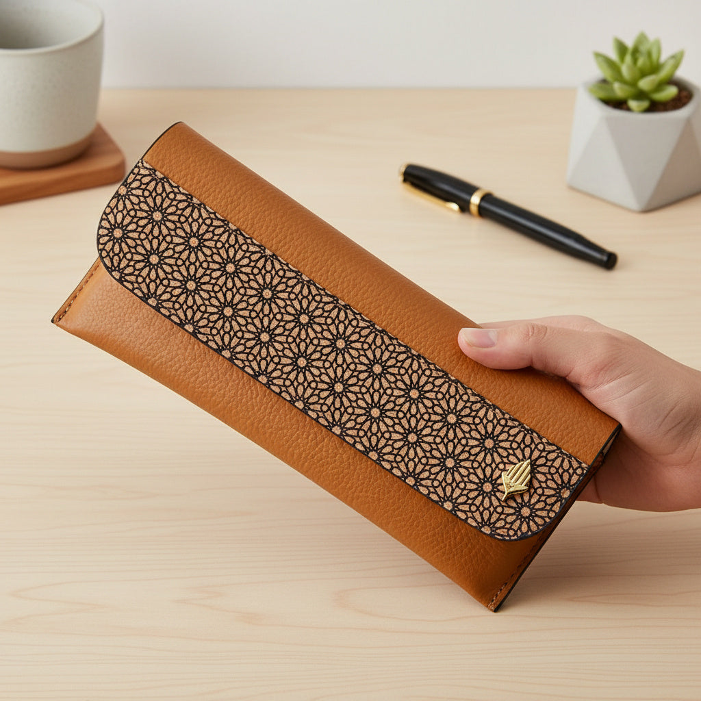 Handcrafted, Vegan Leather Eyewear Case - Tan by Green Hermitage with Accents & Accessories, Corporate Products & Travel Accessories by Green Hermitage at Kamakhyaa for sustainable fashion