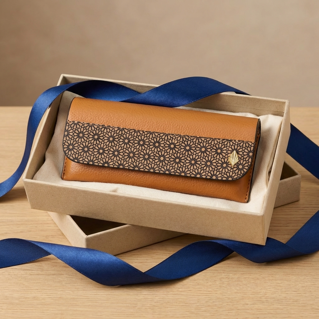 Handcrafted, Vegan Leather Eyewear Case - Tan by Green Hermitage with Accents & Accessories, Corporate Products & Travel Accessories by Green Hermitage at Kamakhyaa for sustainable fashion