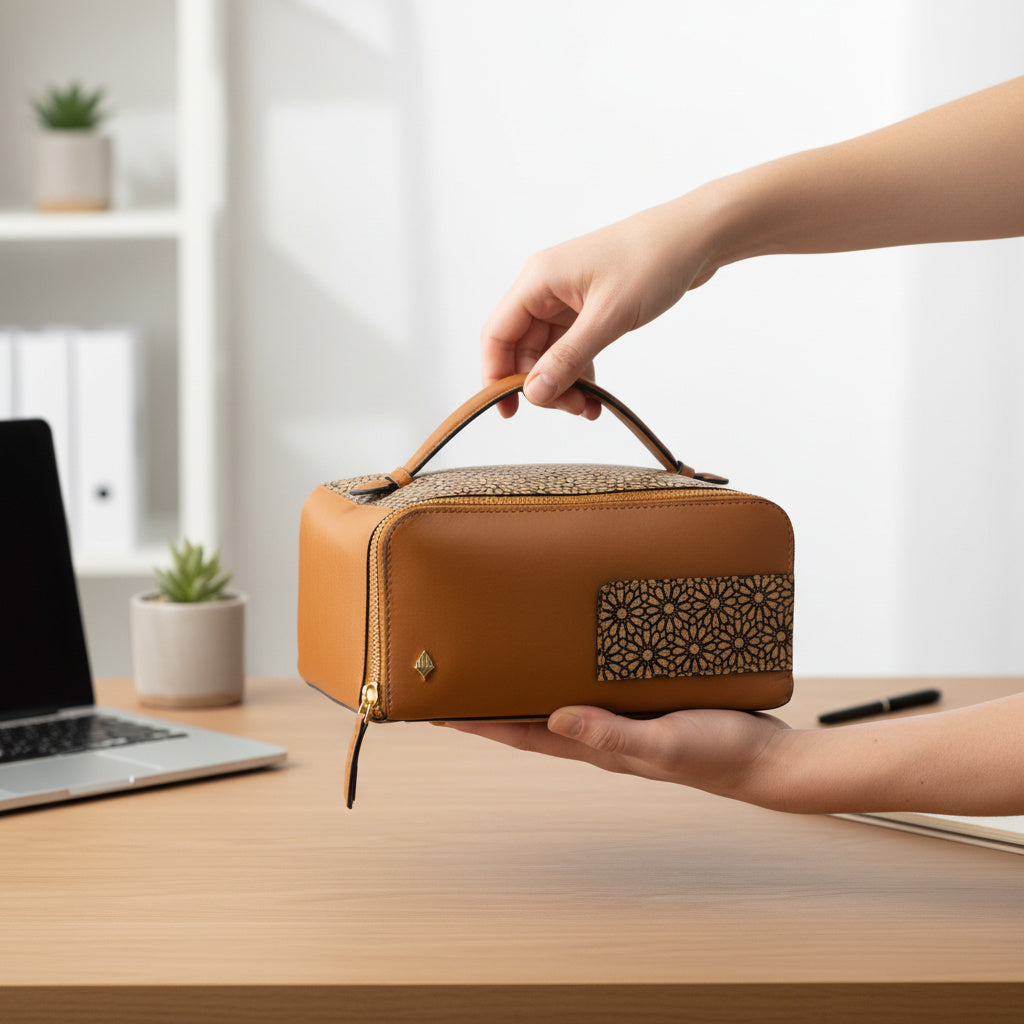 Travel Utility Kit - Tan Matt by Green Hermitage with Accents & Accessories, Corporate Products & Travel Accessories by Green Hermitage at Kamakhyaa for sustainable fashion