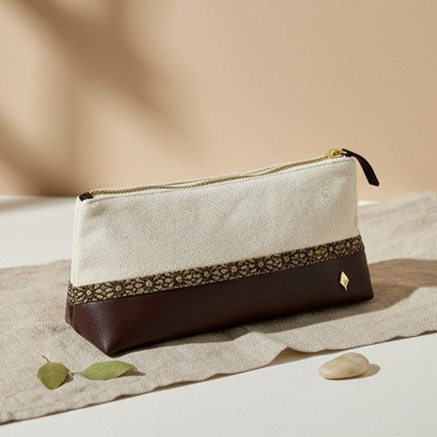 Travel Utility Kit - Off white, Cork & Maroon by Green Hermitage with Accents & Accessories, Corporate Products & Travel Accessories by Green Hermitage at Kamakhyaa for sustainable fashion
