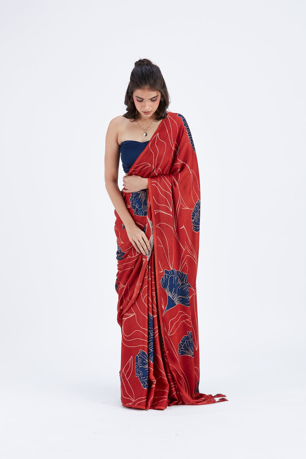 Kaia Red Saree by Hasttvam with Ete by Hasttvam at Kamakhyaa for sustainable fashion