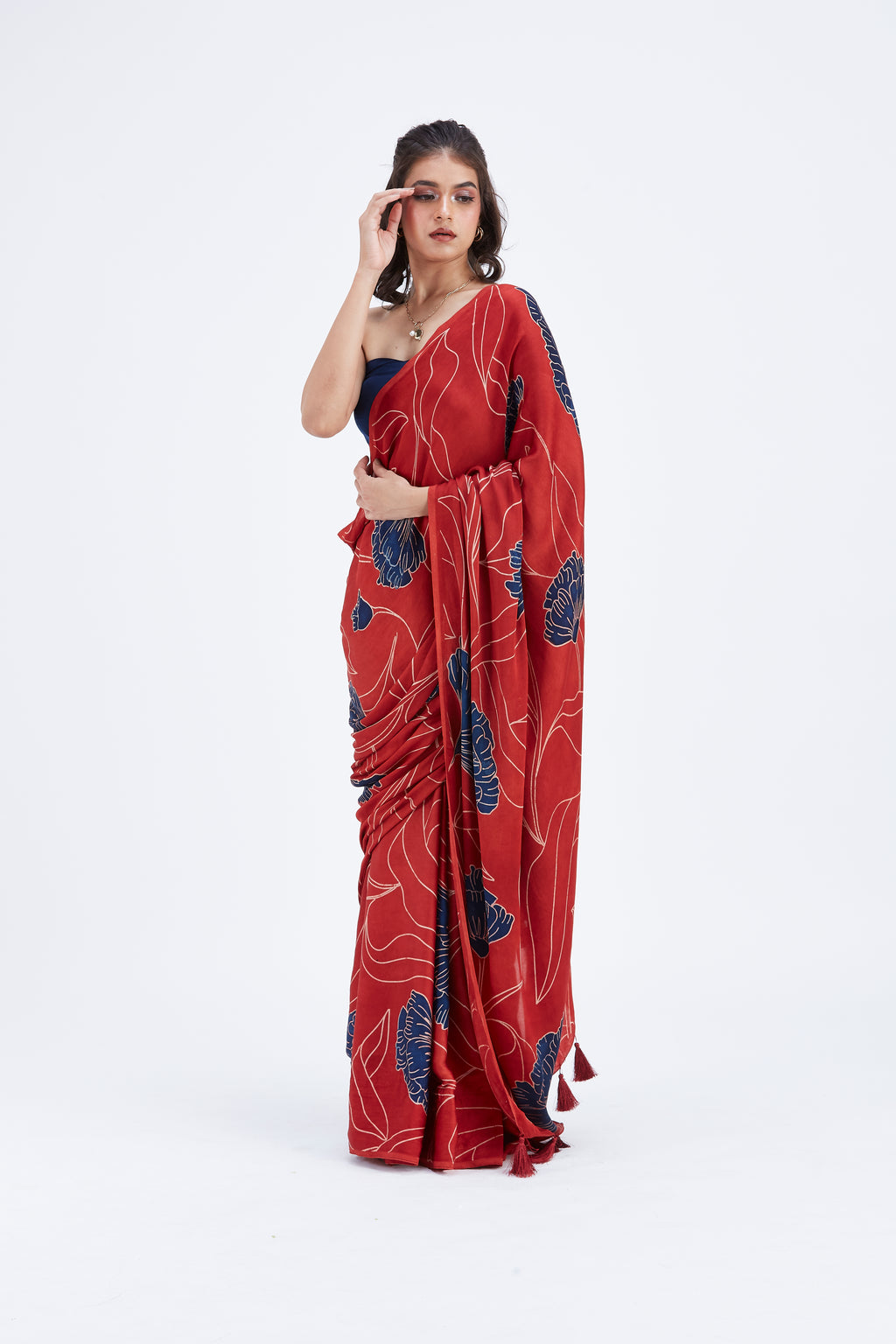 Kaia Red Saree by Hasttvam with Ete by Hasttvam at Kamakhyaa for sustainable fashion
