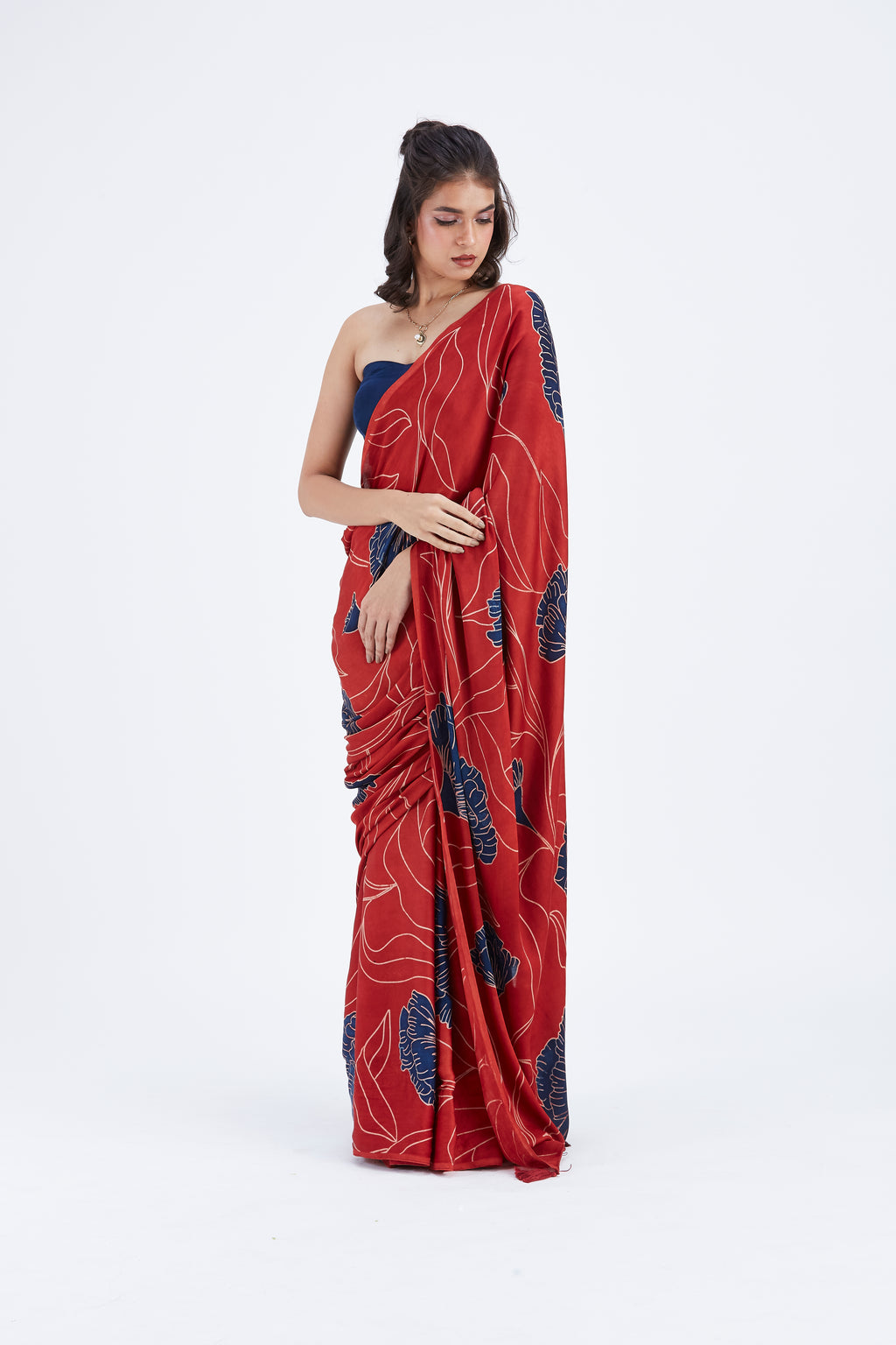 Kaia Red Saree by Hasttvam with Ete by Hasttvam at Kamakhyaa for sustainable fashion