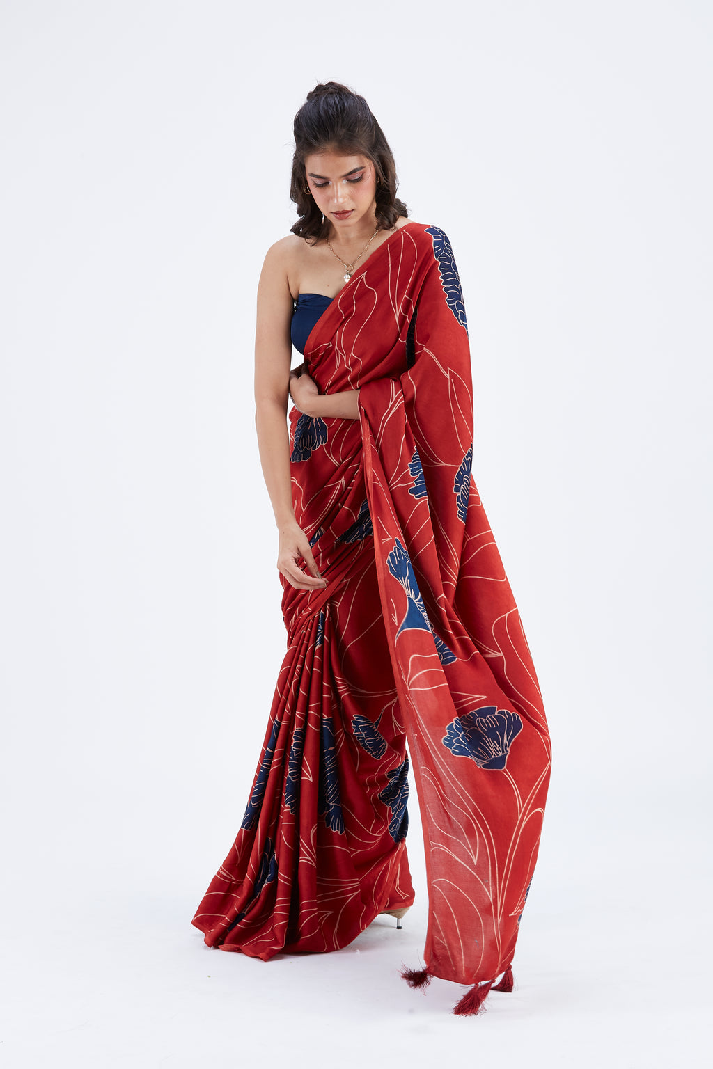 Kaia Red Saree by Hasttvam with Ete by Hasttvam at Kamakhyaa for sustainable fashion