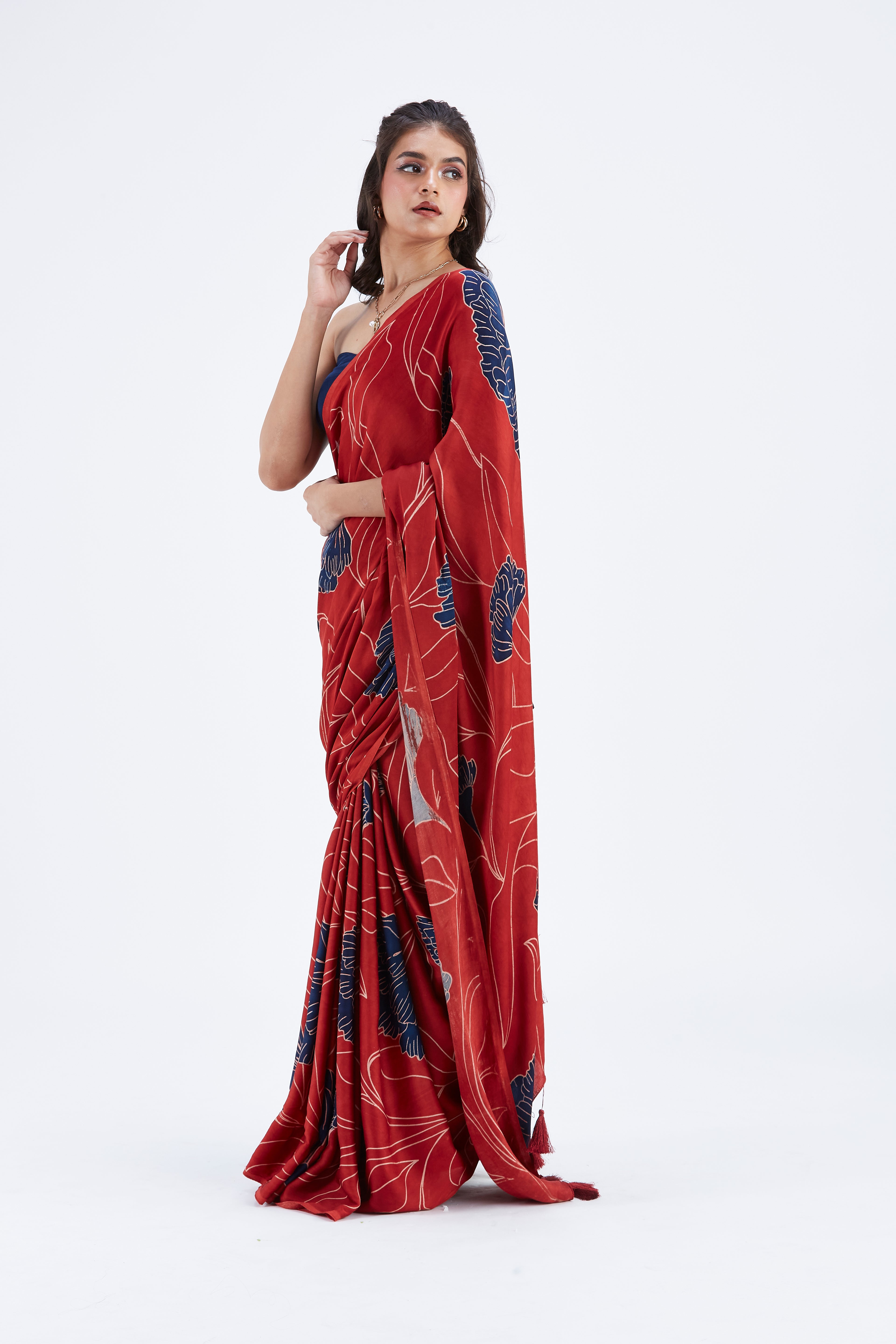 Kaia Red Saree by Hasttvam with Ete by Hasttvam at Kamakhyaa for sustainable fashion