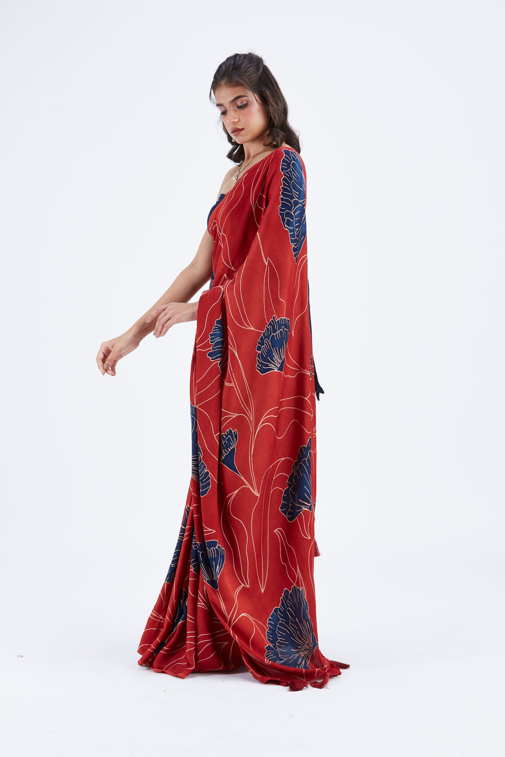 Kaia Red Saree by Hasttvam with Ete by Hasttvam at Kamakhyaa for sustainable fashion