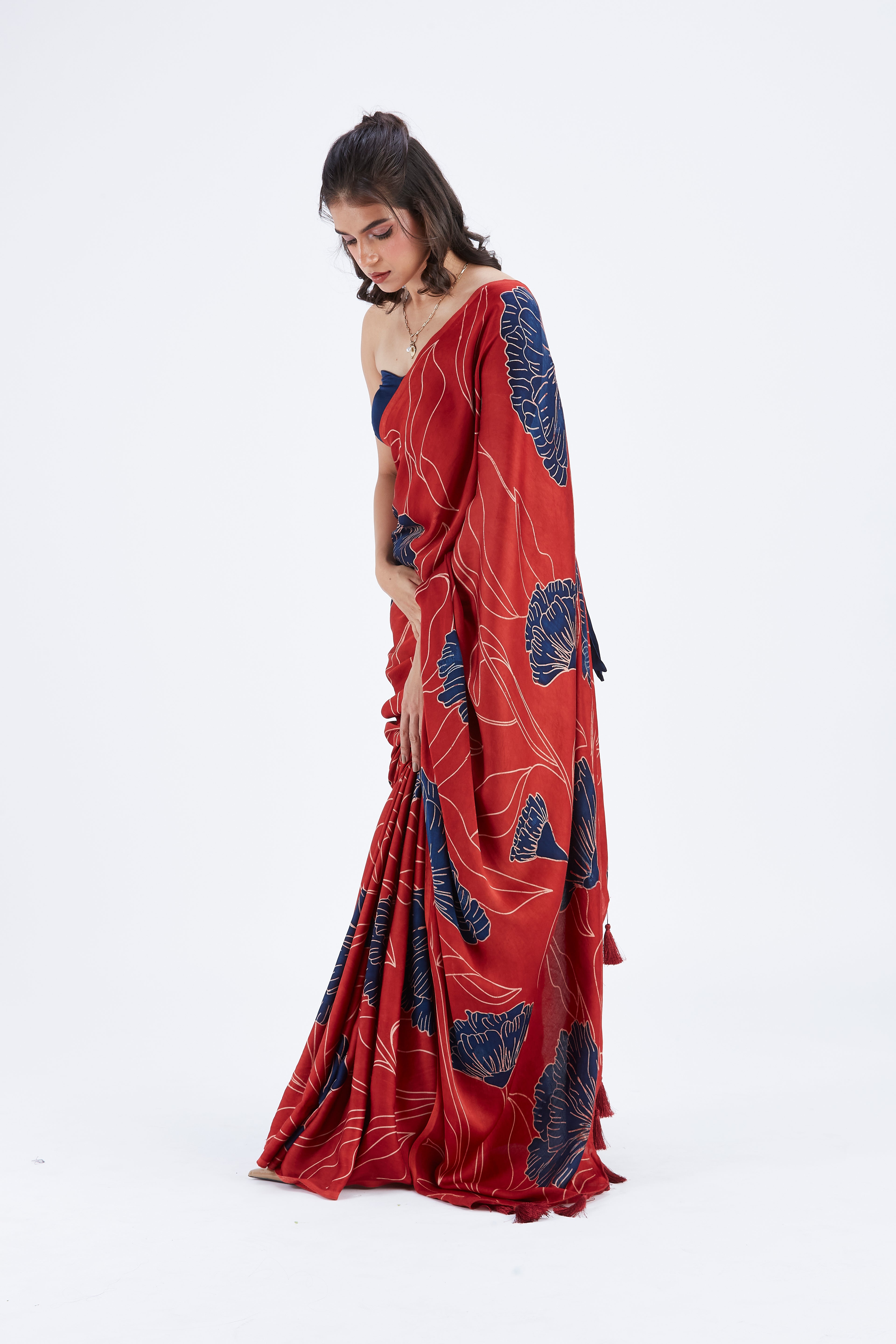Kaia Red Saree by Hasttvam with Ete by Hasttvam at Kamakhyaa for sustainable fashion
