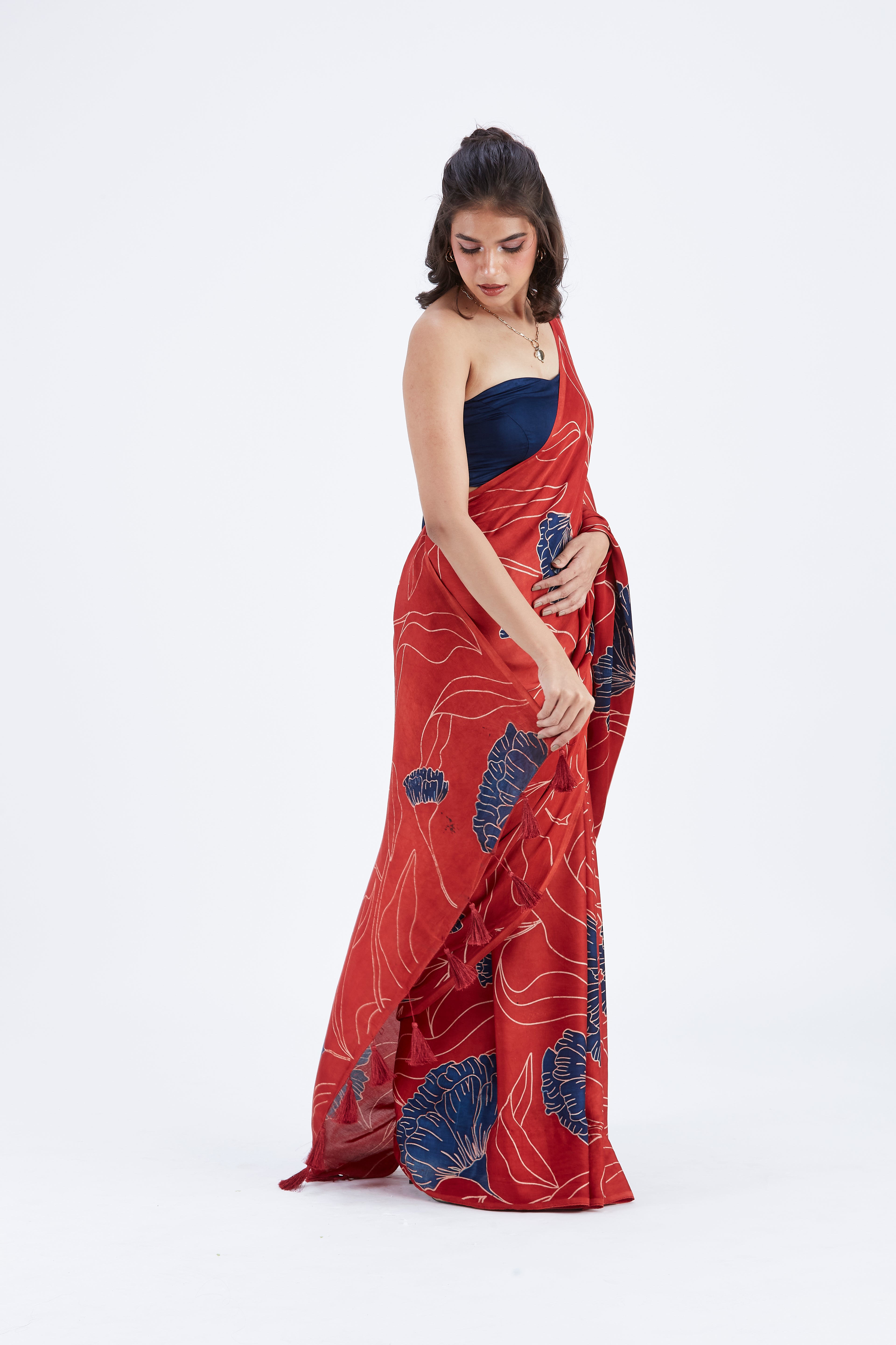 Kaia Red Saree by Hasttvam with Ete by Hasttvam at Kamakhyaa for sustainable fashion