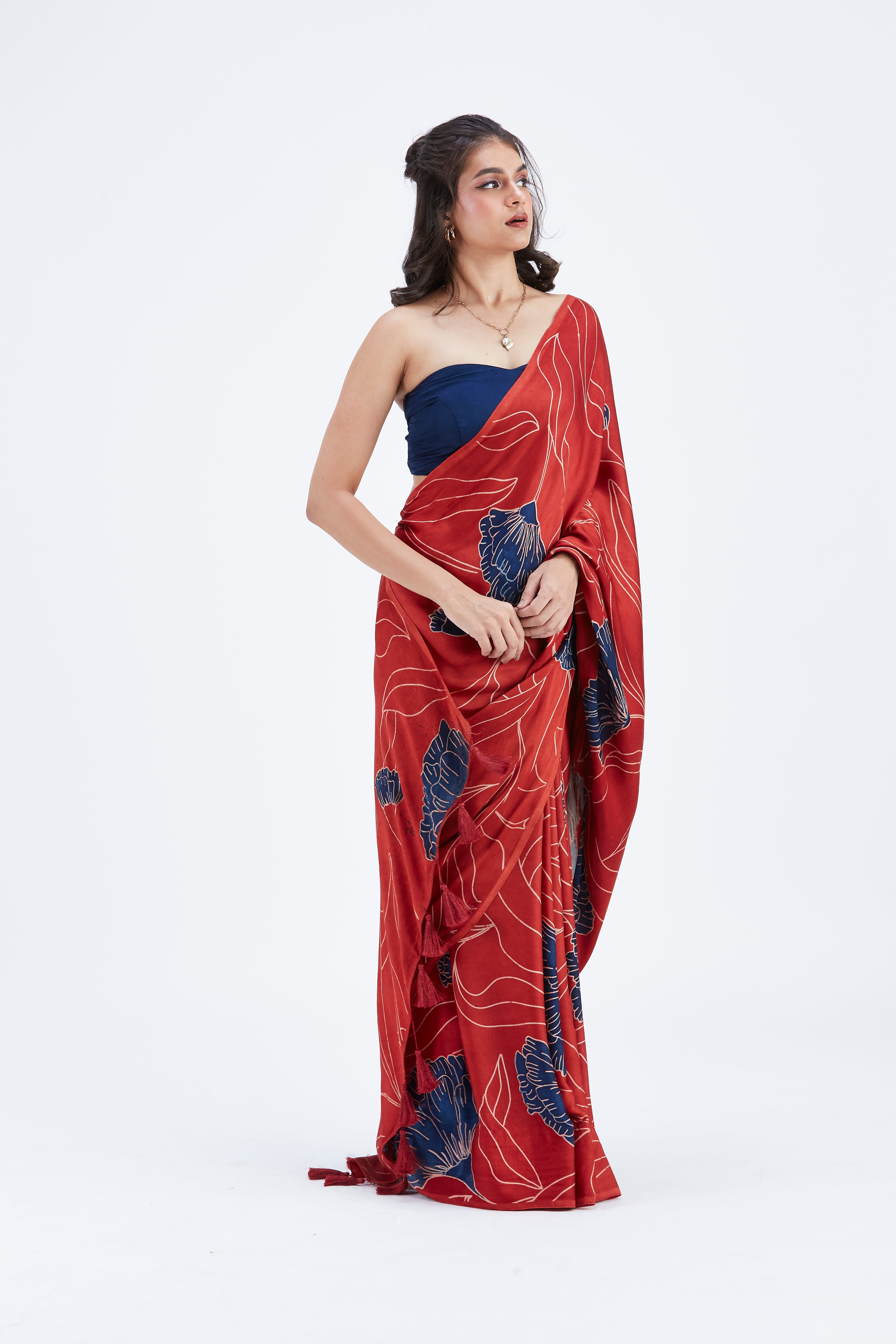 Kaia Red Saree by Hasttvam with Ete by Hasttvam at Kamakhyaa for sustainable fashion