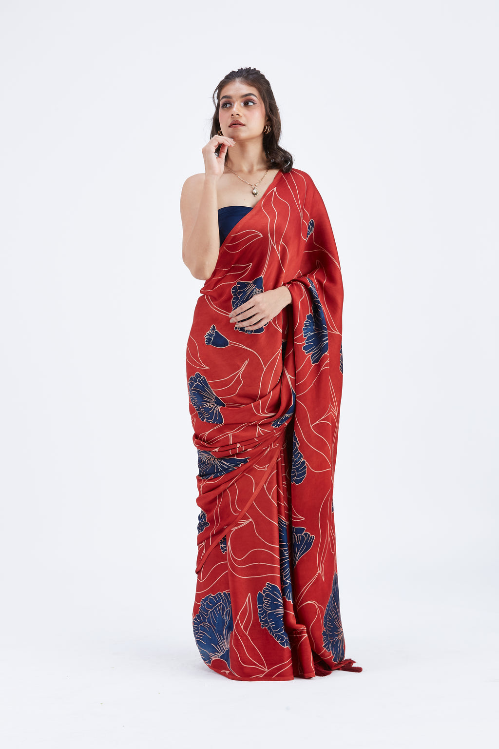 Kaia Red Saree by Hasttvam with Ete by Hasttvam at Kamakhyaa for sustainable fashion
