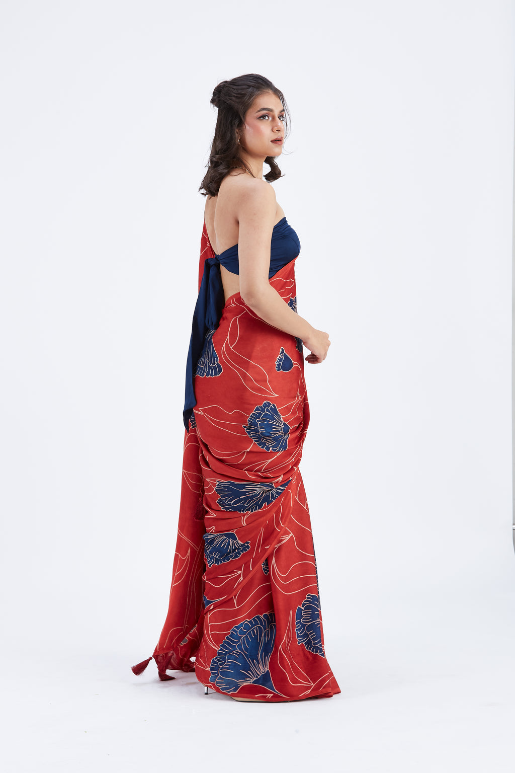 Kaia Red Saree by Hasttvam with Ete by Hasttvam at Kamakhyaa for sustainable fashion