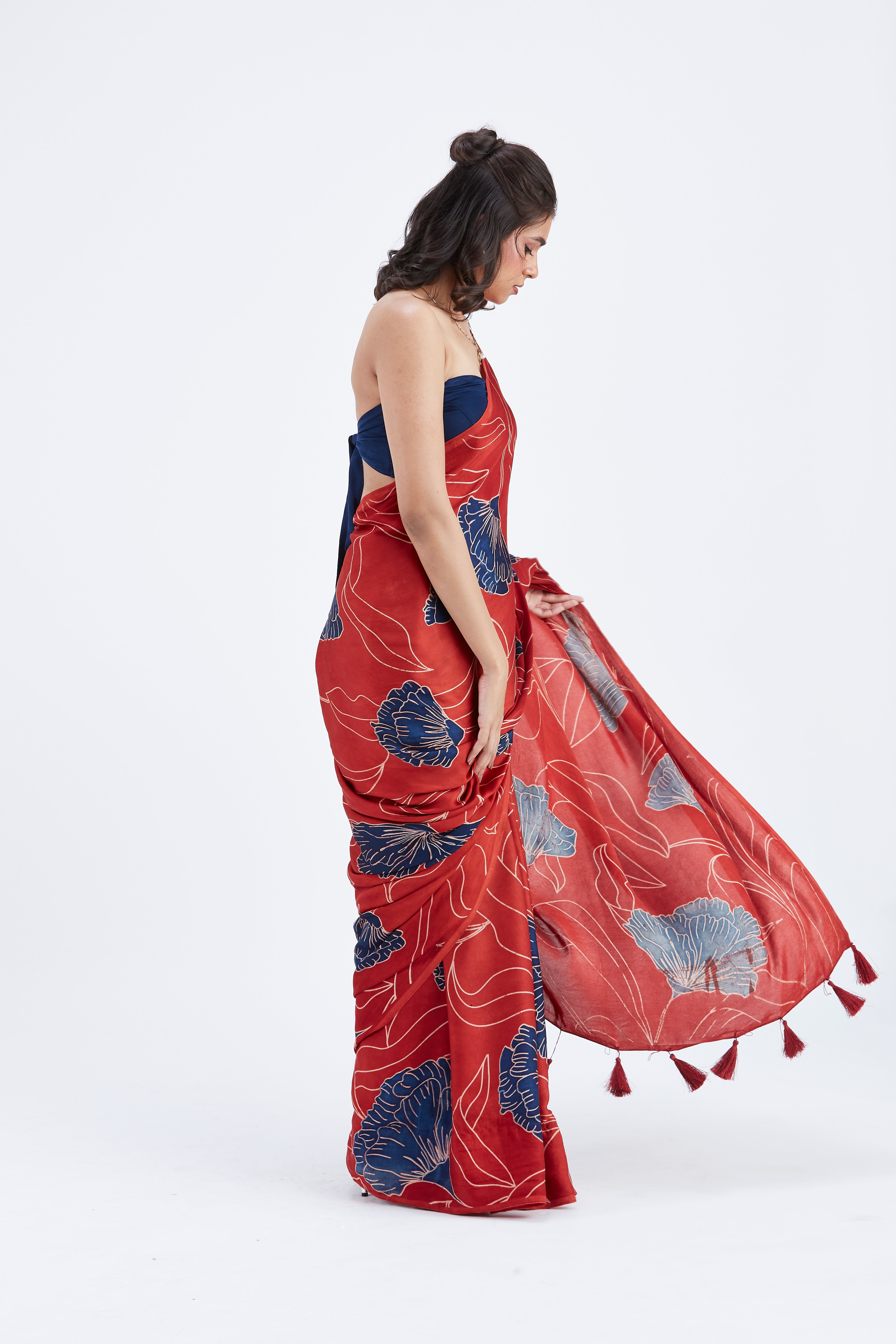 Kaia Red Saree by Hasttvam with Ete by Hasttvam at Kamakhyaa for sustainable fashion