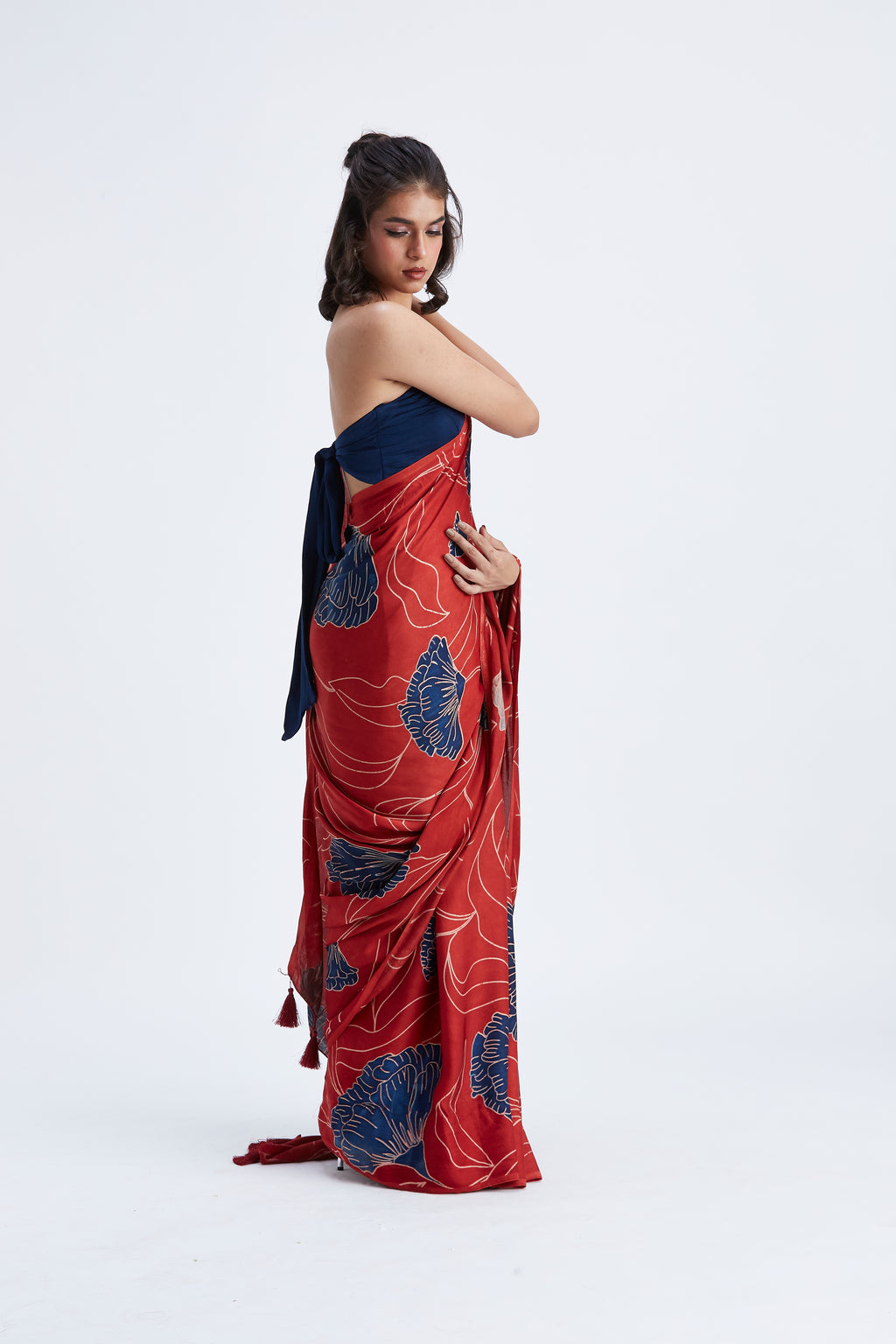 Kaia Red Saree by Hasttvam with Ete by Hasttvam at Kamakhyaa for sustainable fashion