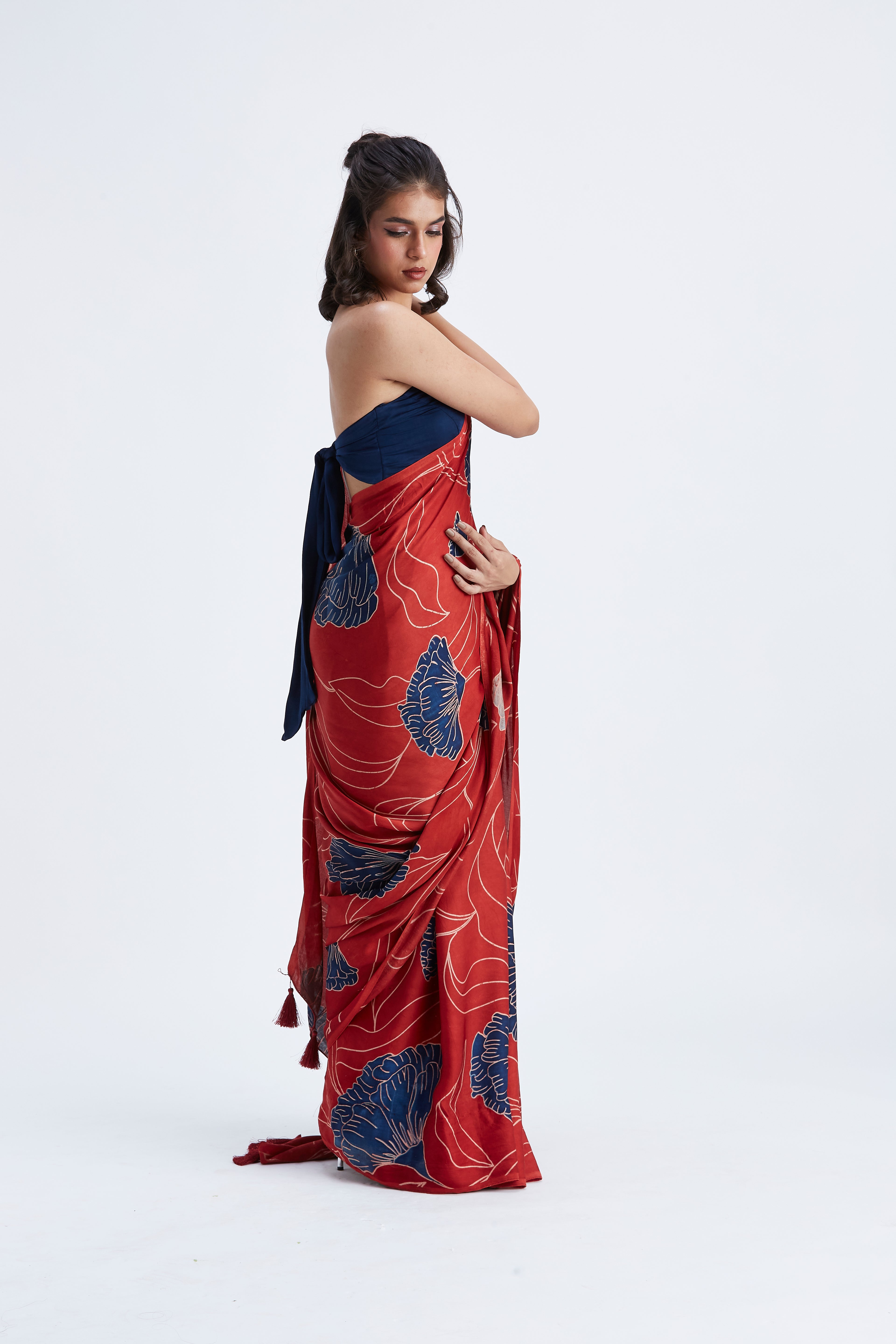 Kaia Red Saree by Hasttvam with Ete by Hasttvam at Kamakhyaa for sustainable fashion