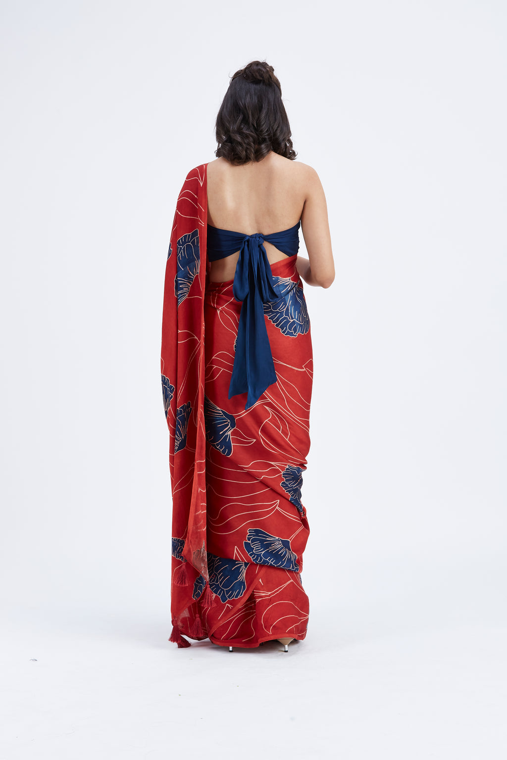 Kaia Red Saree by Hasttvam with Ete by Hasttvam at Kamakhyaa for sustainable fashion