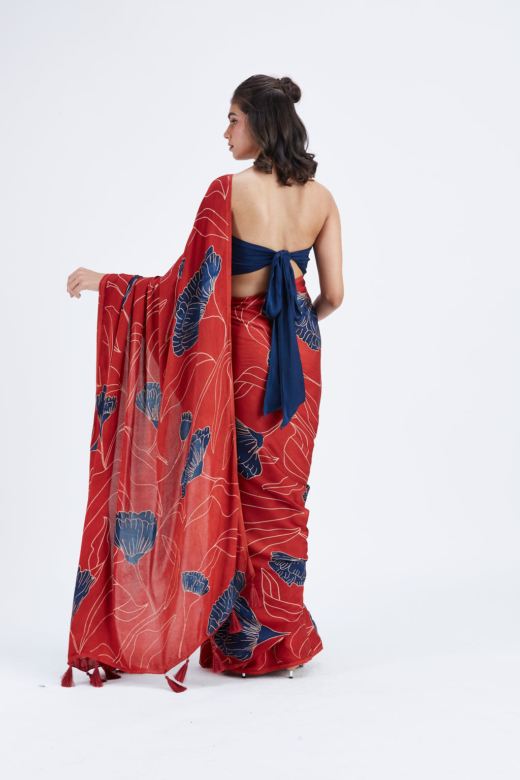 Kaia Red Saree by Hasttvam with Ete by Hasttvam at Kamakhyaa for sustainable fashion