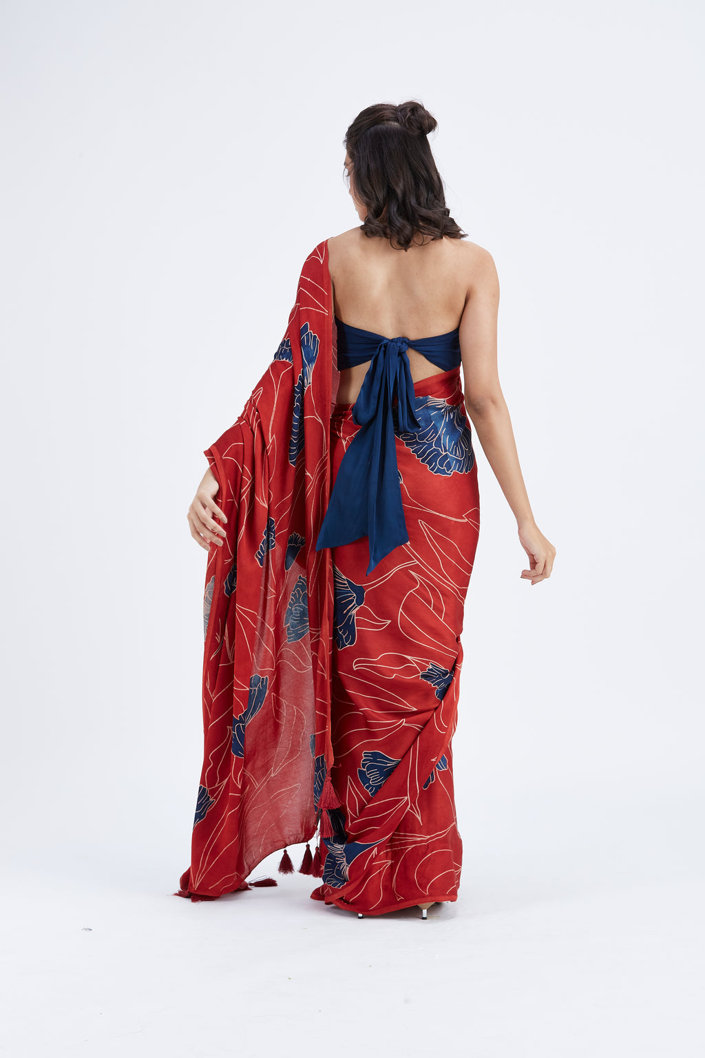 Kaia Red Saree by Hasttvam with Ete by Hasttvam at Kamakhyaa for sustainable fashion