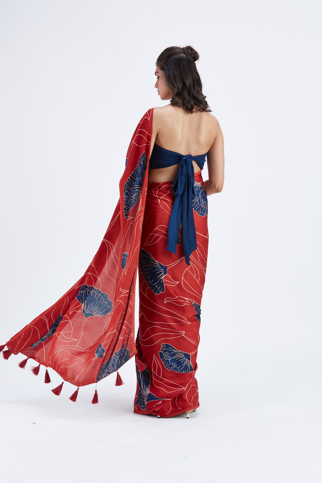Kaia Red Saree by Hasttvam with Ete by Hasttvam at Kamakhyaa for sustainable fashion