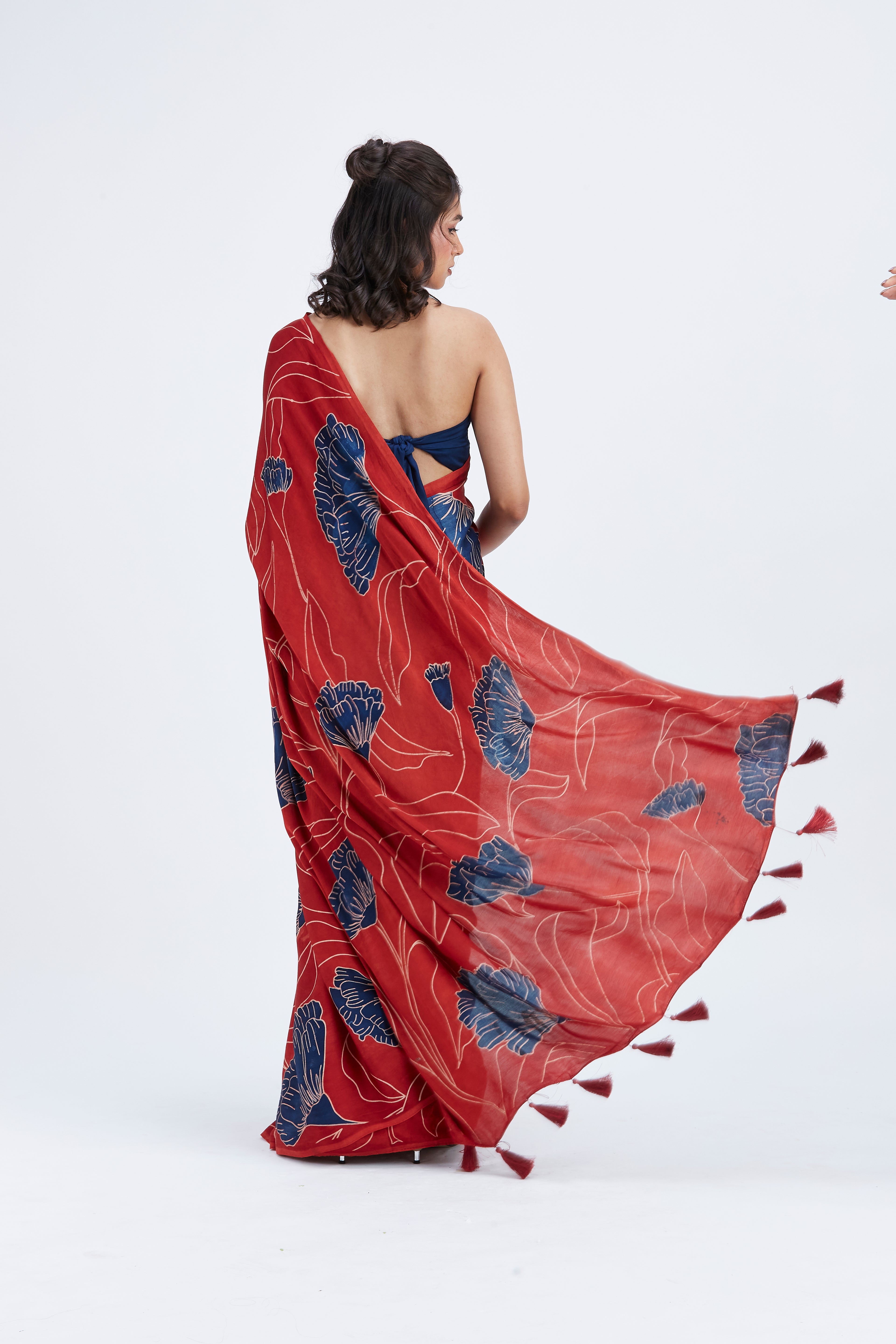 Kaia Red Saree by Hasttvam with Ete by Hasttvam at Kamakhyaa for sustainable fashion