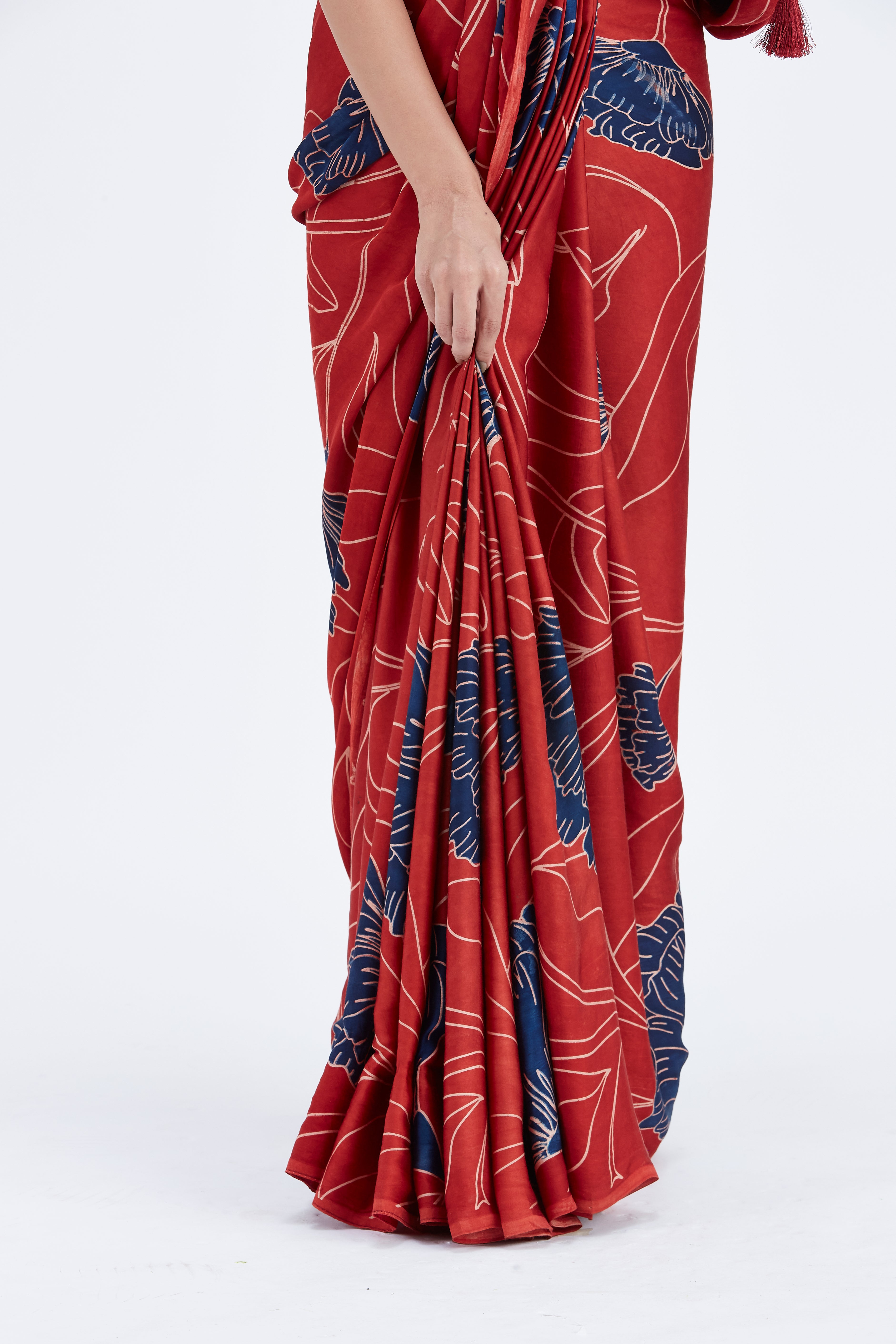 Kaia Red Saree by Hasttvam with Ete by Hasttvam at Kamakhyaa for sustainable fashion