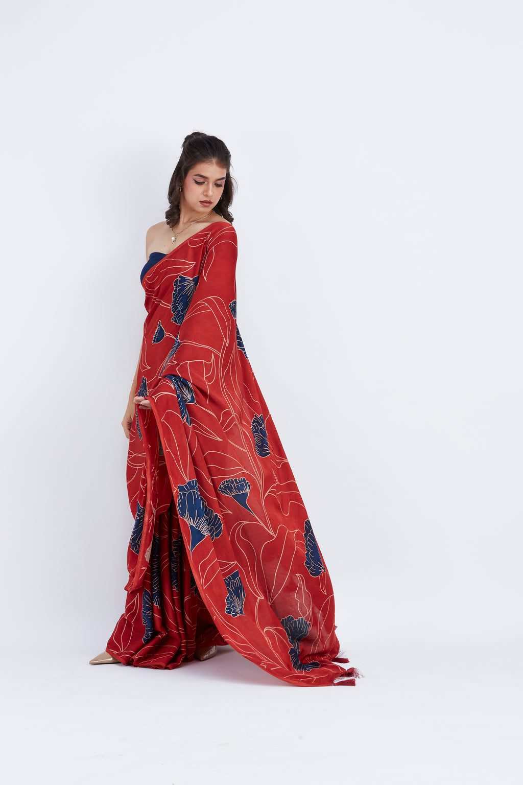 Kaia Red Saree by Hasttvam with Ete by Hasttvam at Kamakhyaa for sustainable fashion