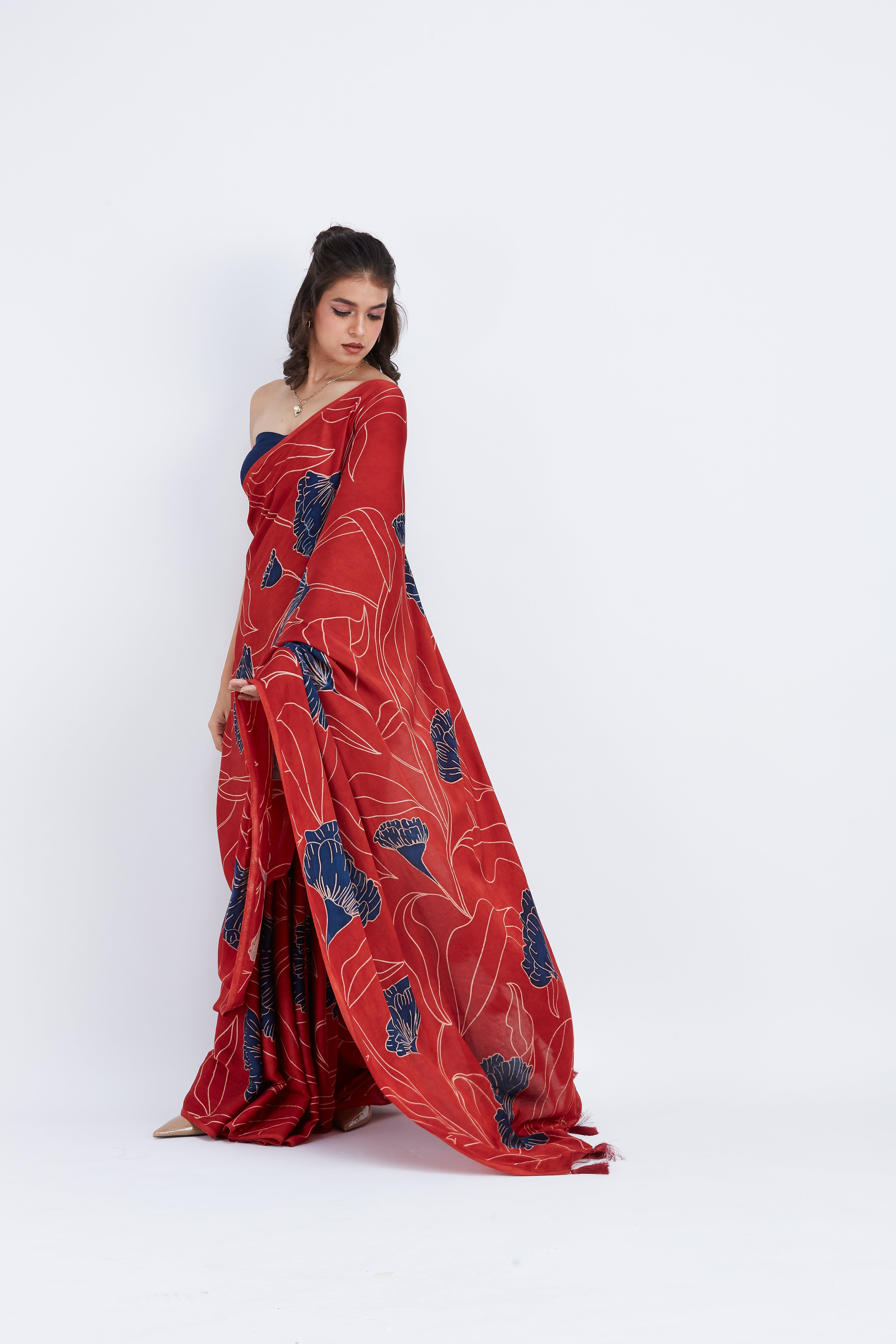 Kaia Red Saree by Hasttvam with Ete by Hasttvam at Kamakhyaa for sustainable fashion