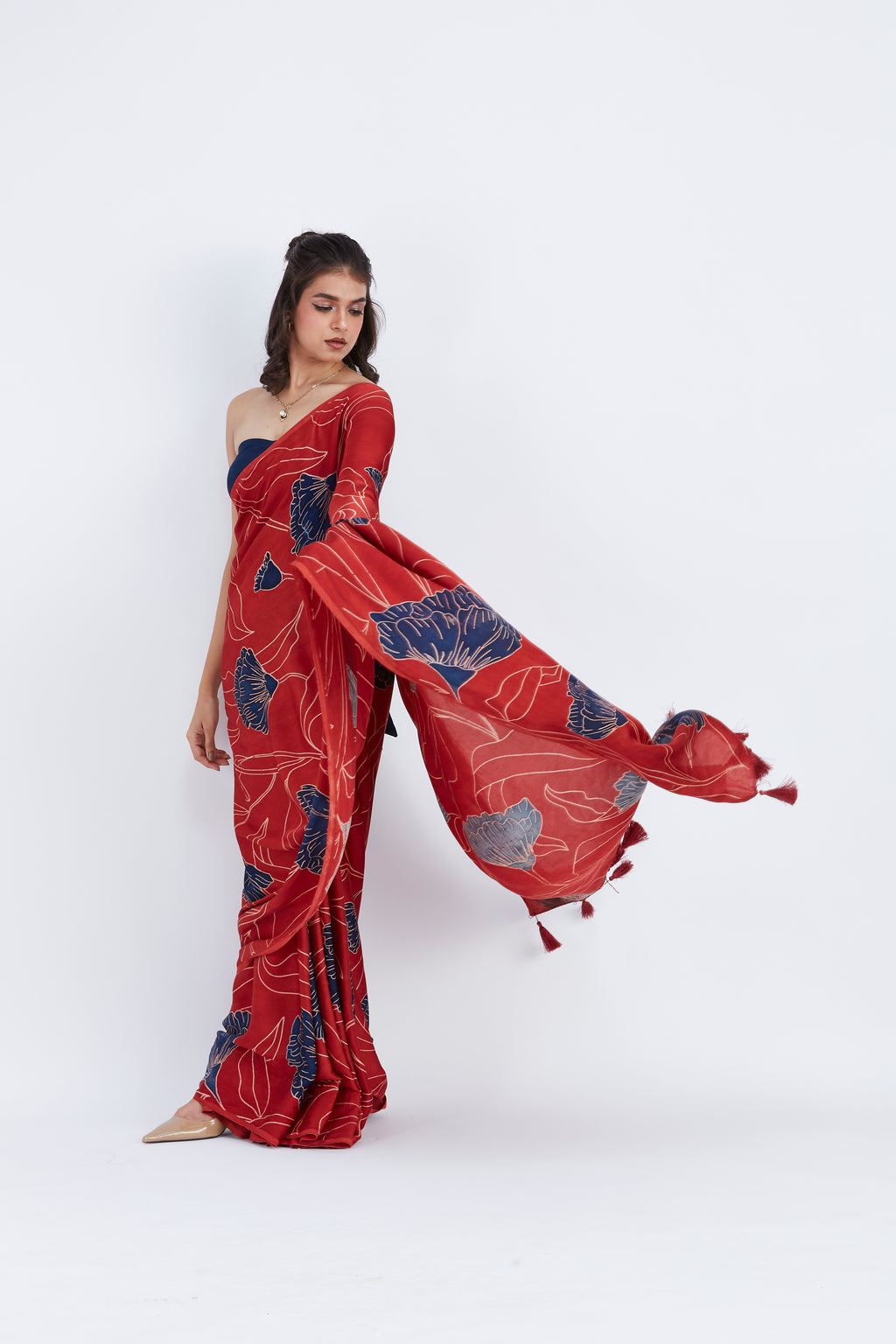 Kaia Red Saree by Hasttvam with Ete by Hasttvam at Kamakhyaa for sustainable fashion