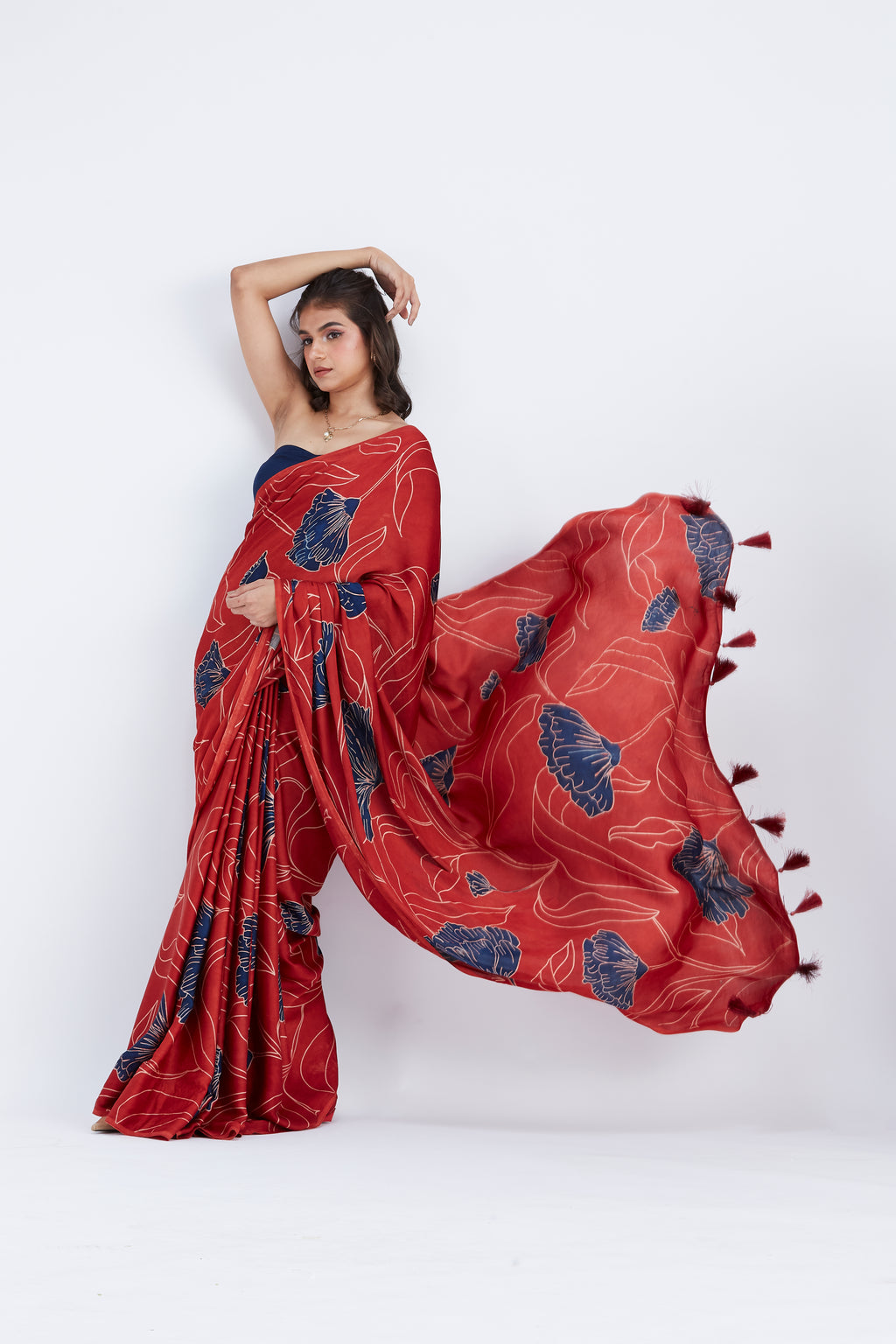 Kaia Red Saree by Hasttvam with Ete by Hasttvam at Kamakhyaa for sustainable fashion