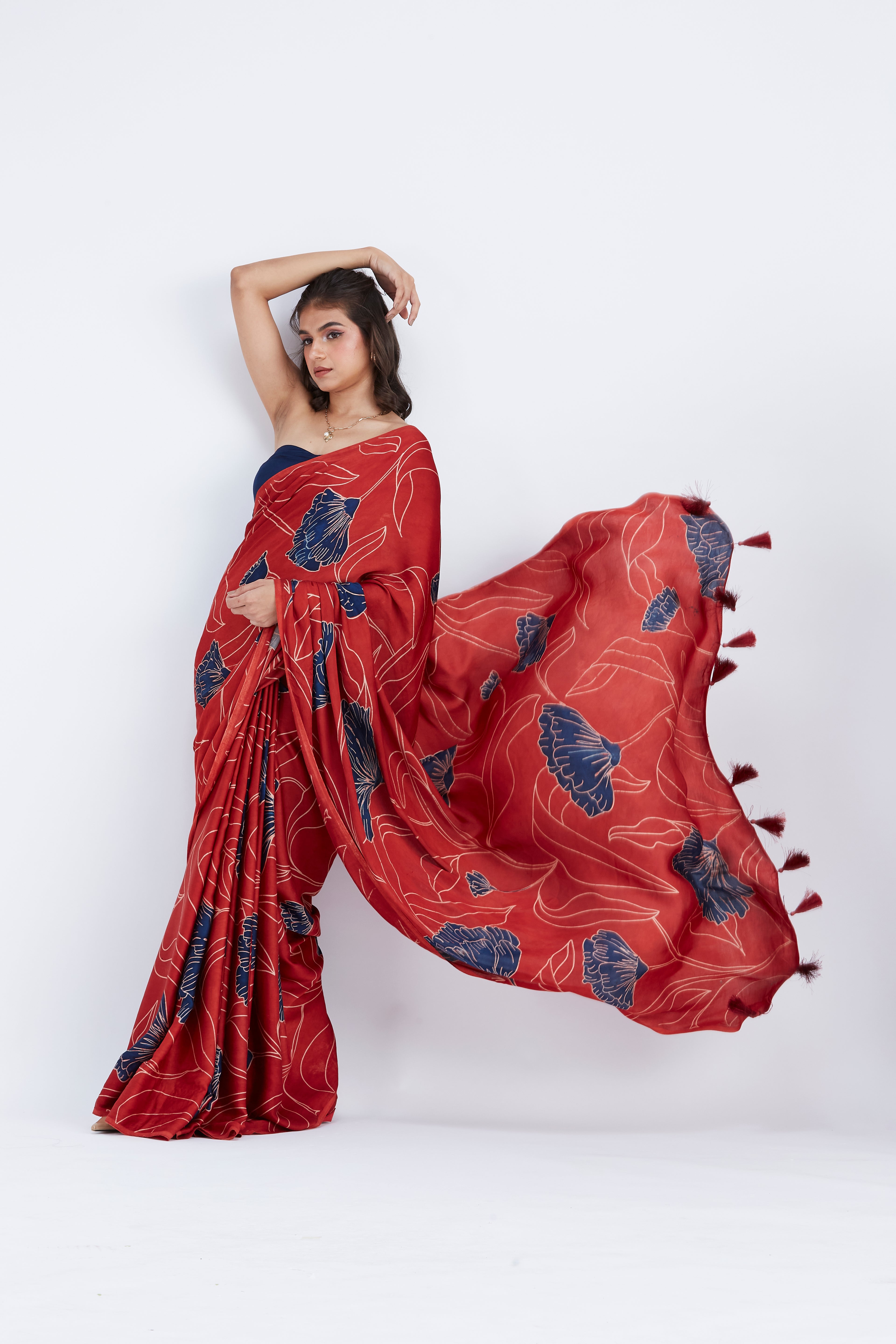 Kaia Red Saree by Hasttvam with Ete by Hasttvam at Kamakhyaa for sustainable fashion