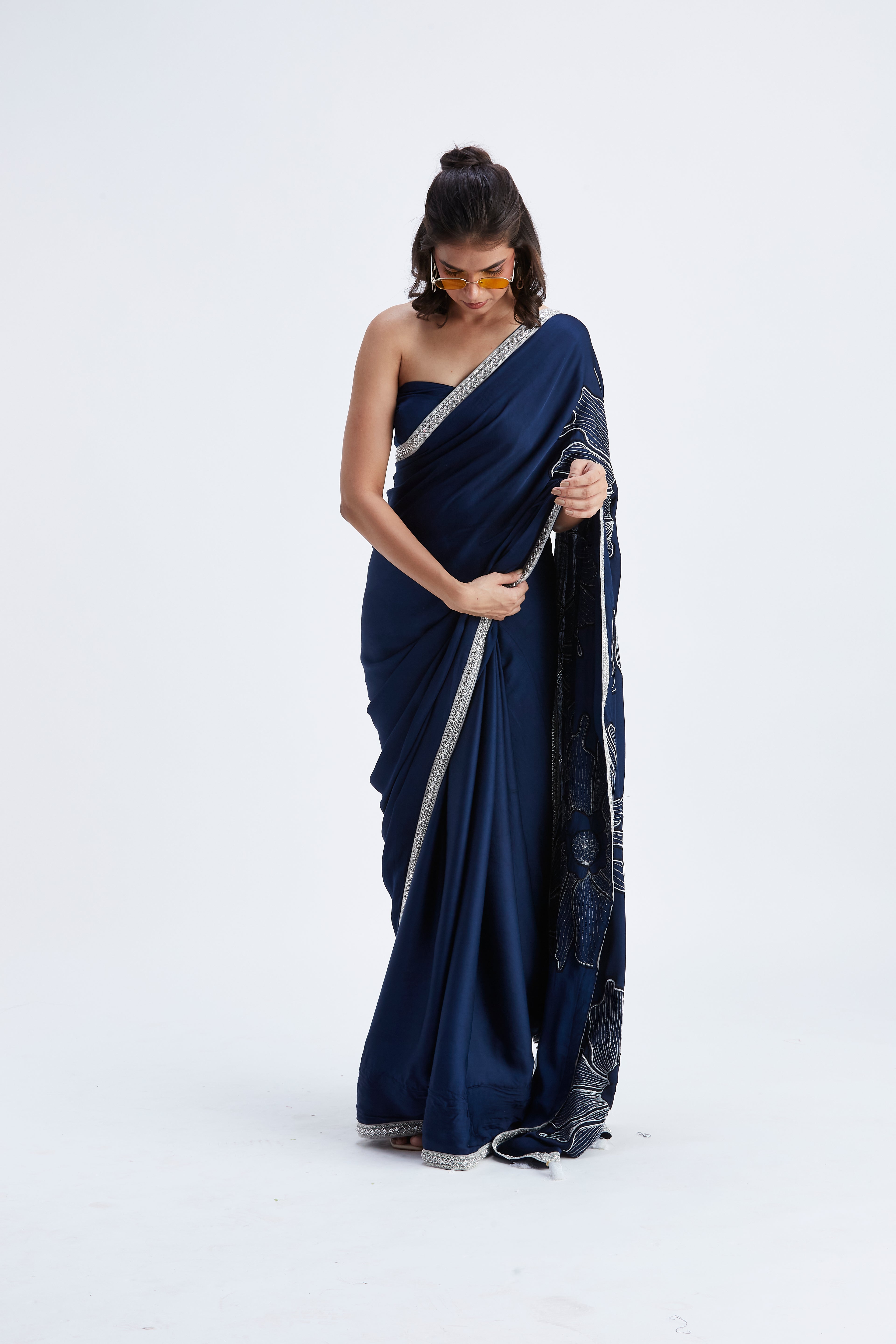 Zaira Indigo Saree by Hasttvam with Ete by Hasttvam at Kamakhyaa for sustainable fashion