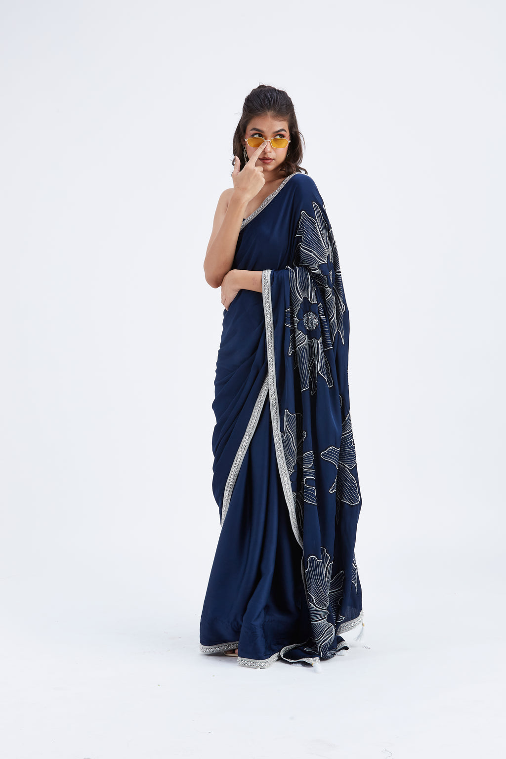 Zaira Indigo Saree by Hasttvam with Ete by Hasttvam at Kamakhyaa for sustainable fashion