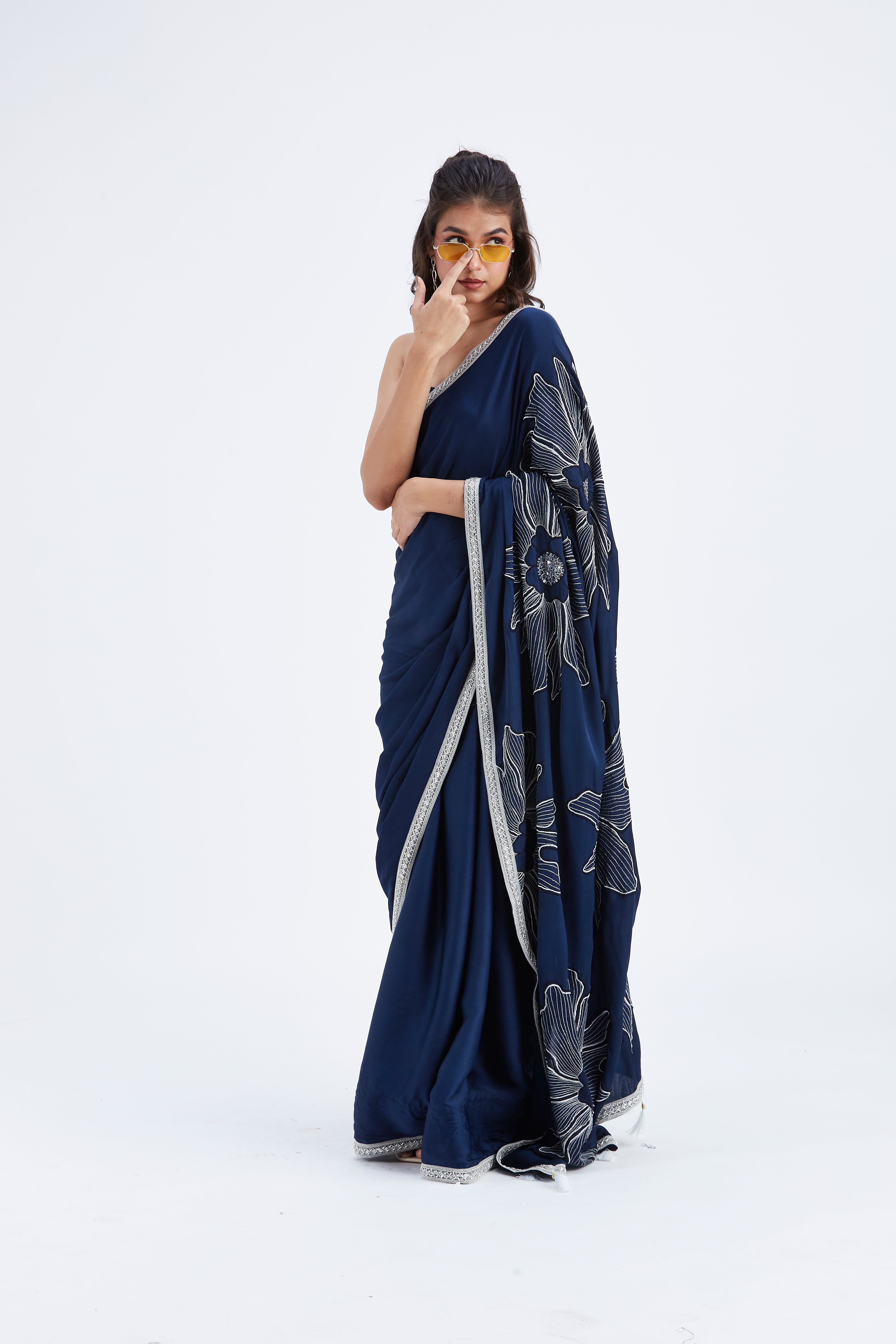 Zaira Indigo Saree by Hasttvam with Ete by Hasttvam at Kamakhyaa for sustainable fashion