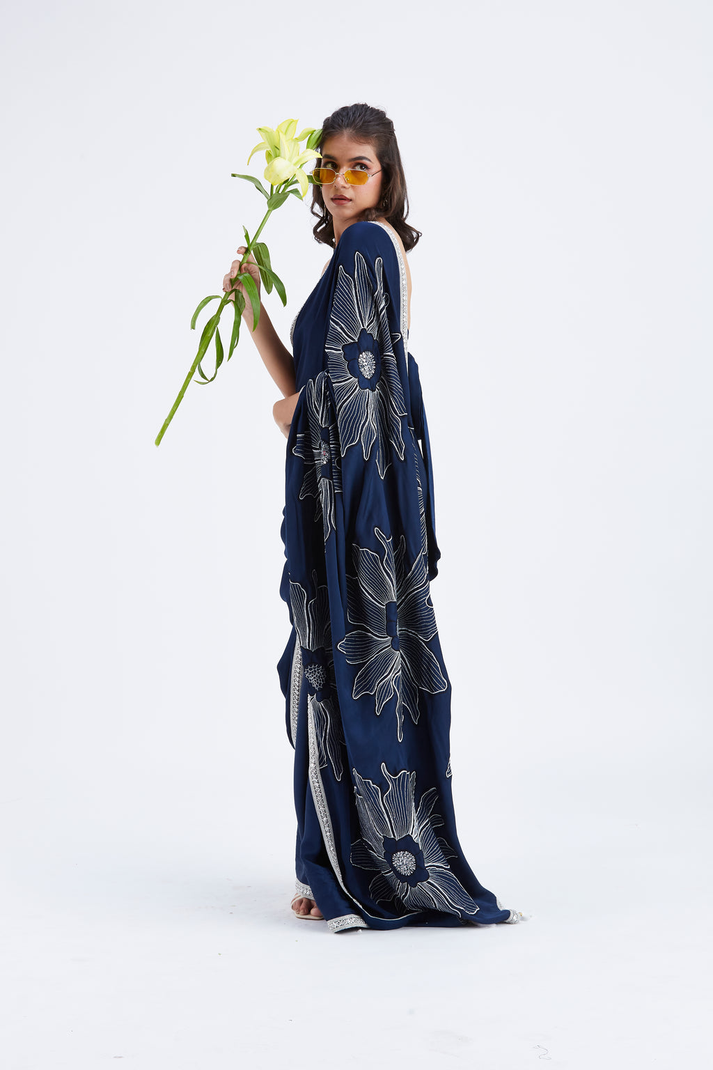 Zaira Indigo Saree by Hasttvam with Ete by Hasttvam at Kamakhyaa for sustainable fashion