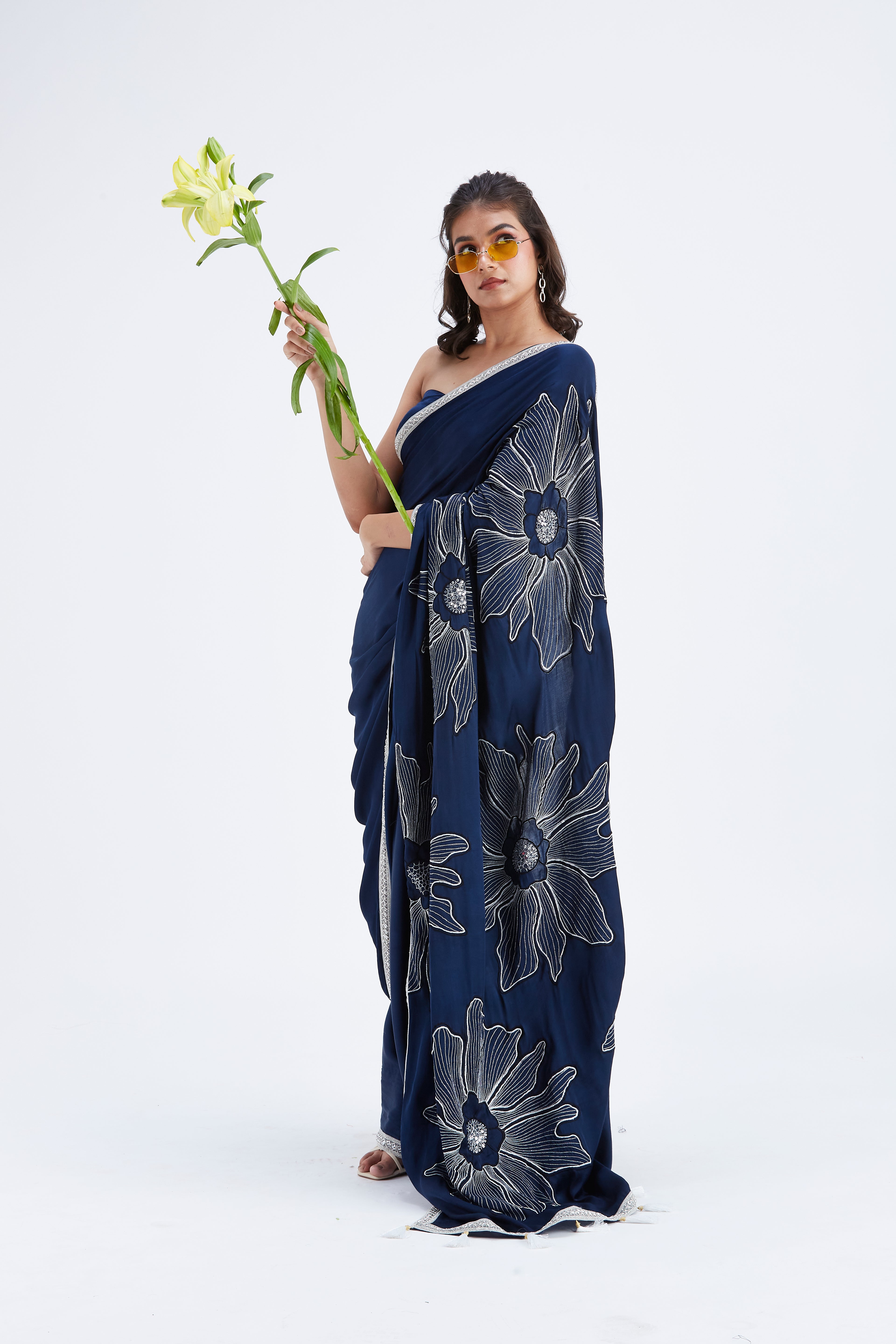 Zaira Indigo Saree by Hasttvam with Ete by Hasttvam at Kamakhyaa for sustainable fashion