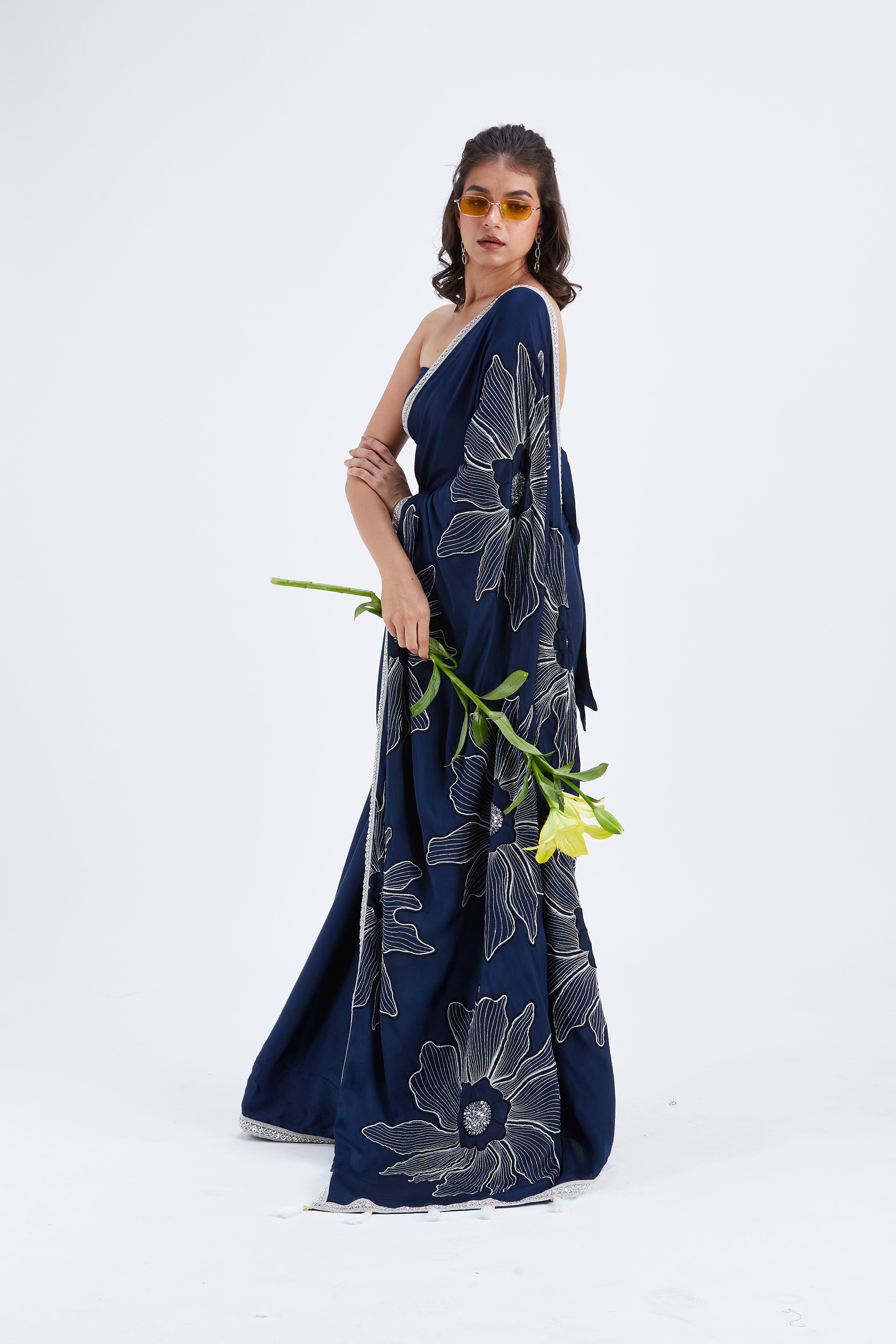 Zaira Indigo Saree by Hasttvam with Ete by Hasttvam at Kamakhyaa for sustainable fashion