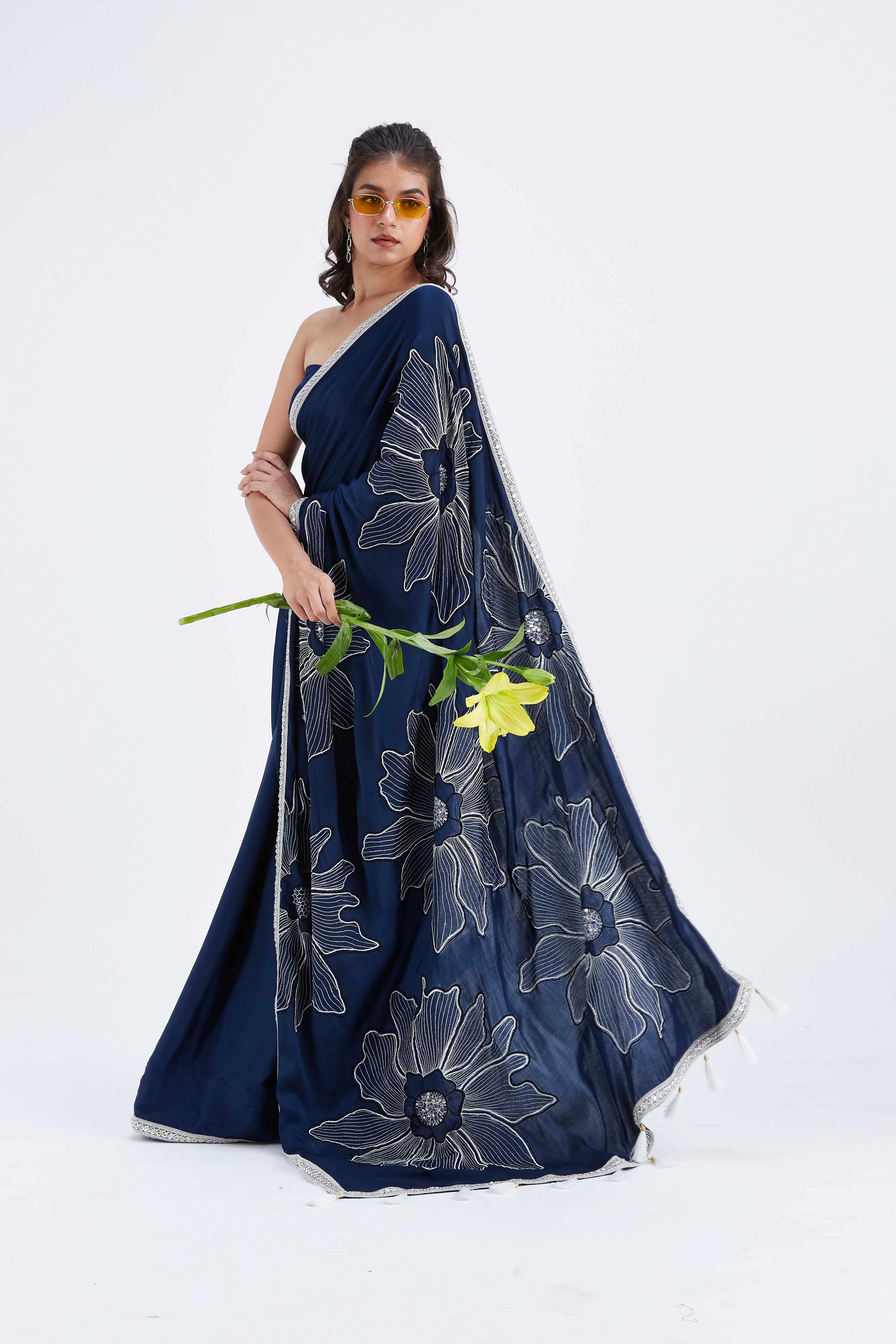 Zaira Indigo Saree by Hasttvam with Ete by Hasttvam at Kamakhyaa for sustainable fashion