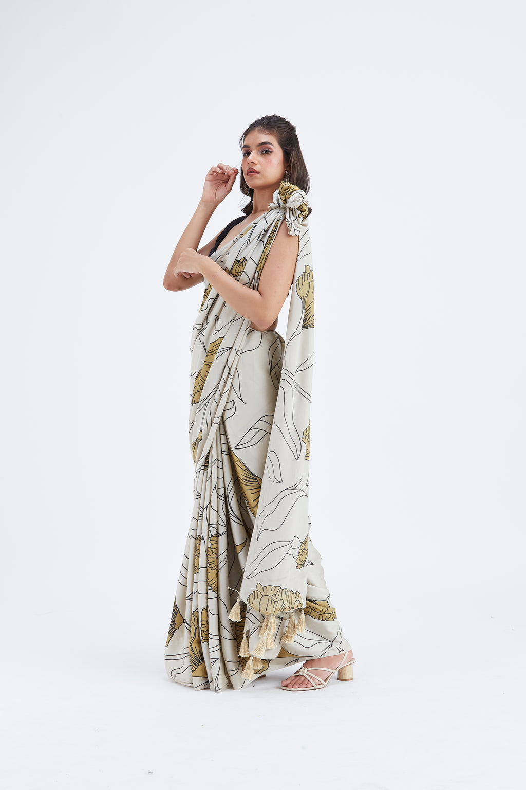 Kaia White Saree by Hasttvam with Ete by Hasttvam at Kamakhyaa for sustainable fashion