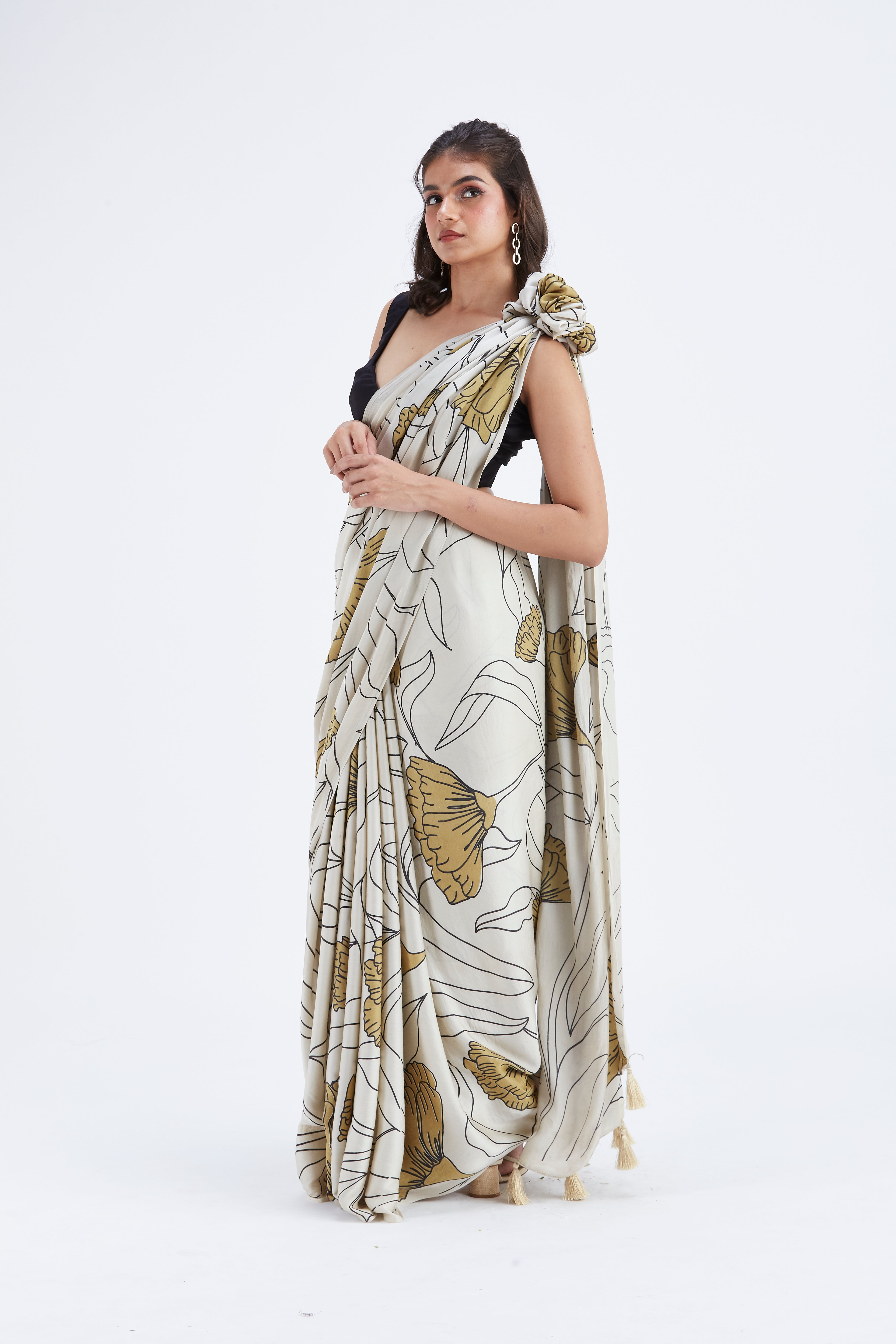 Kaia White Saree by Hasttvam with Ete by Hasttvam at Kamakhyaa for sustainable fashion