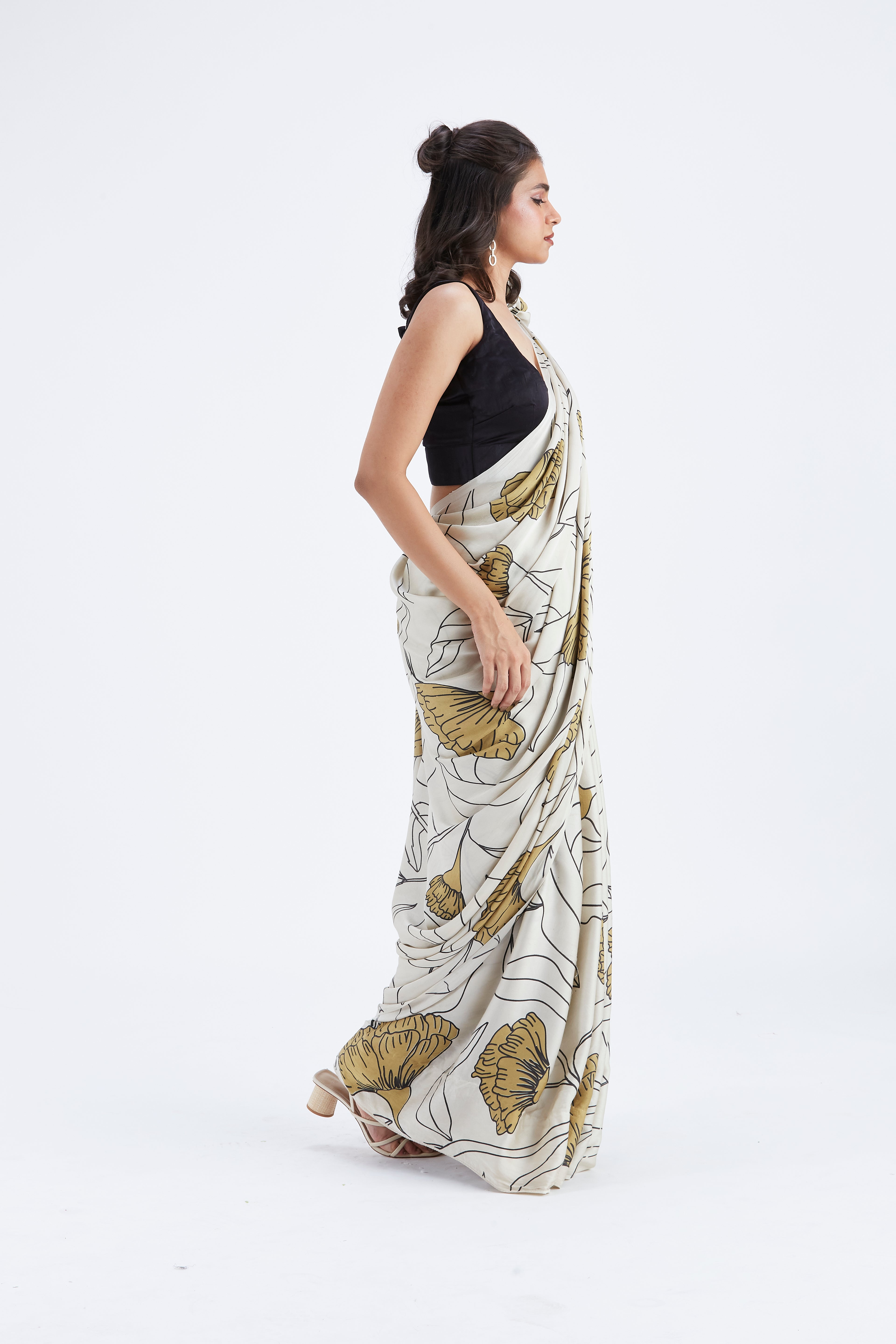Kaia White Saree by Hasttvam with Ete by Hasttvam at Kamakhyaa for sustainable fashion