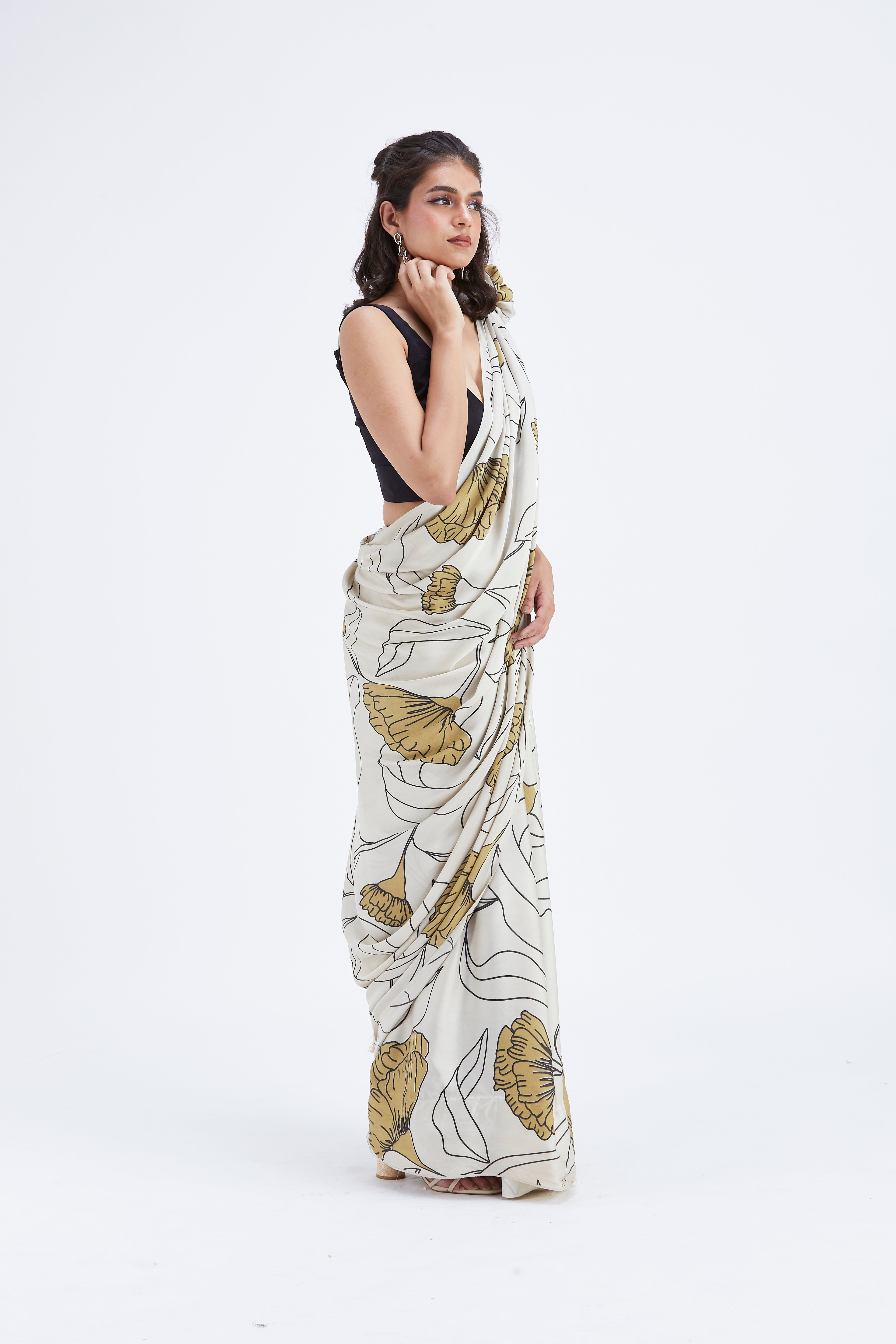 Kaia White Saree by Hasttvam with Ete by Hasttvam at Kamakhyaa for sustainable fashion